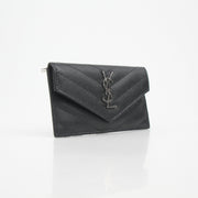 Saint Laurent Black Cassandre Matelassé Card Case