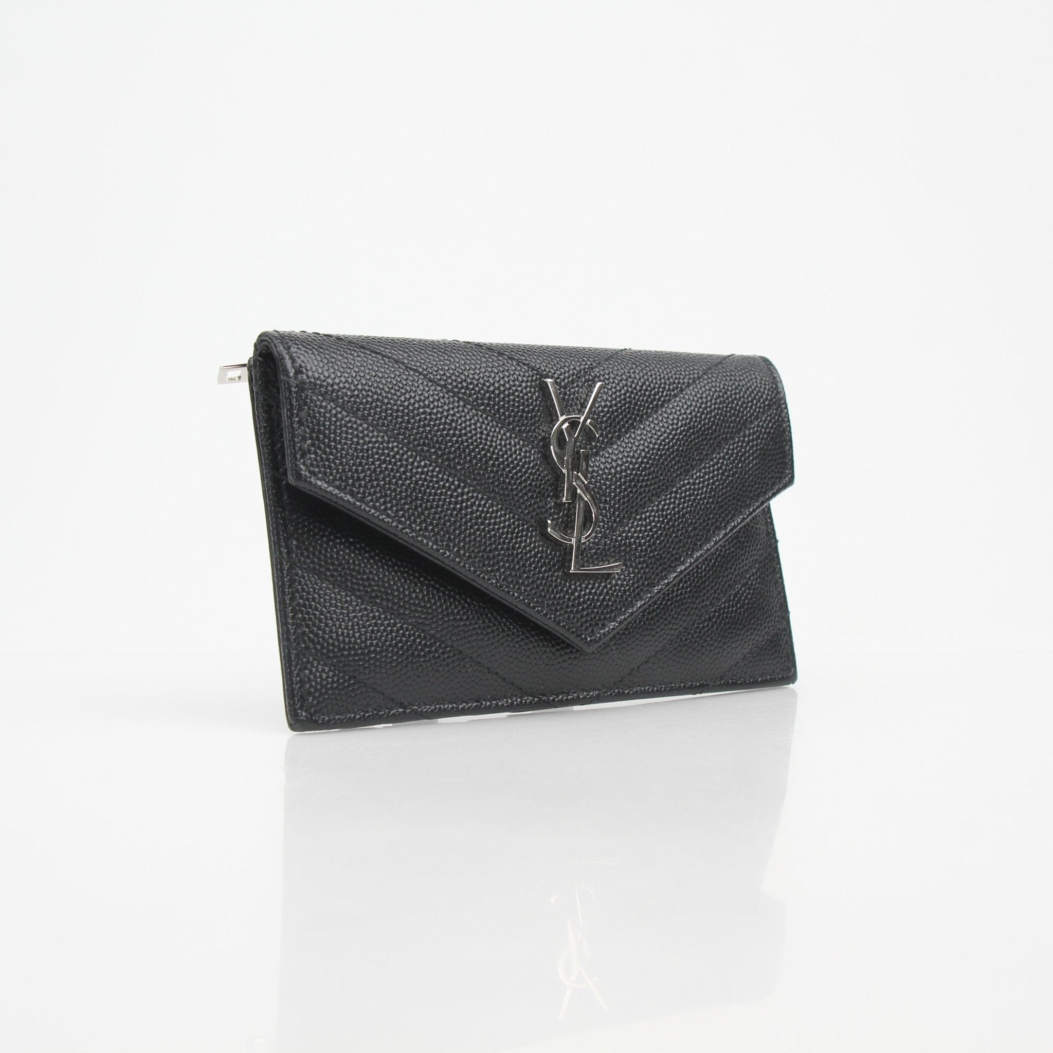 Saint Laurent Black Cassandre Matelassé Card Case