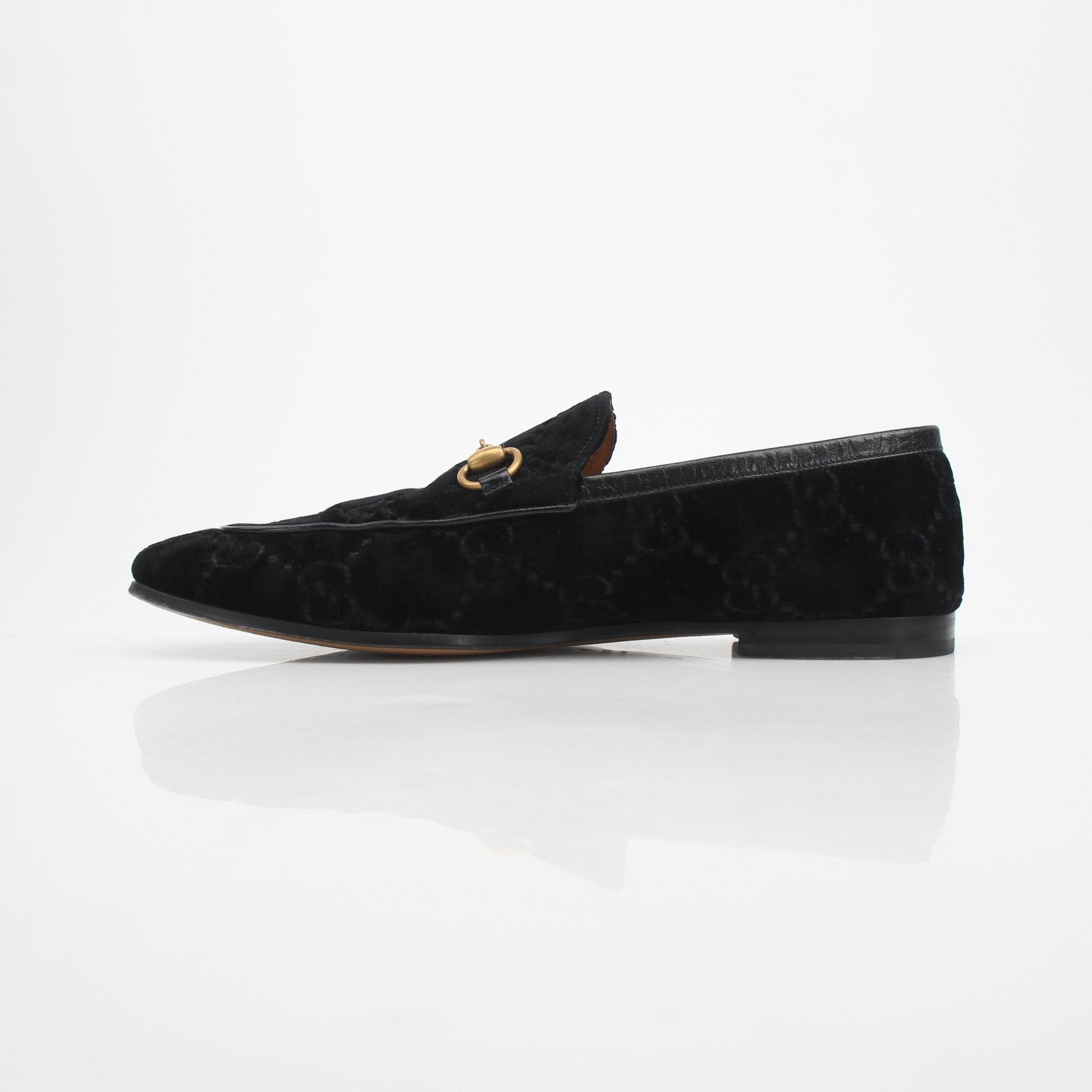 Gucci Black GG Velvet Jordaan Loafers