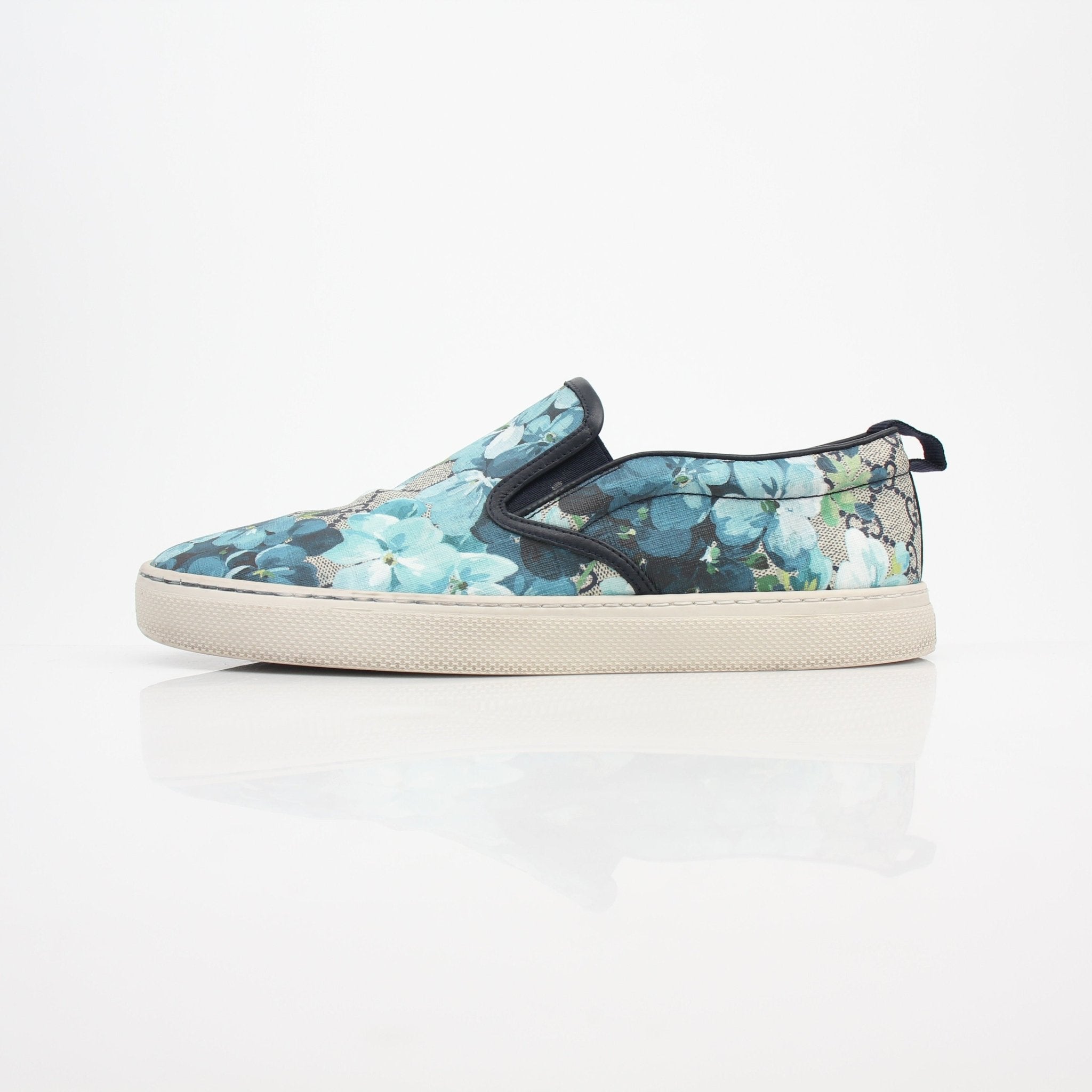 Gucci Blue Blooms GG Supreme Slip-On Sneakers