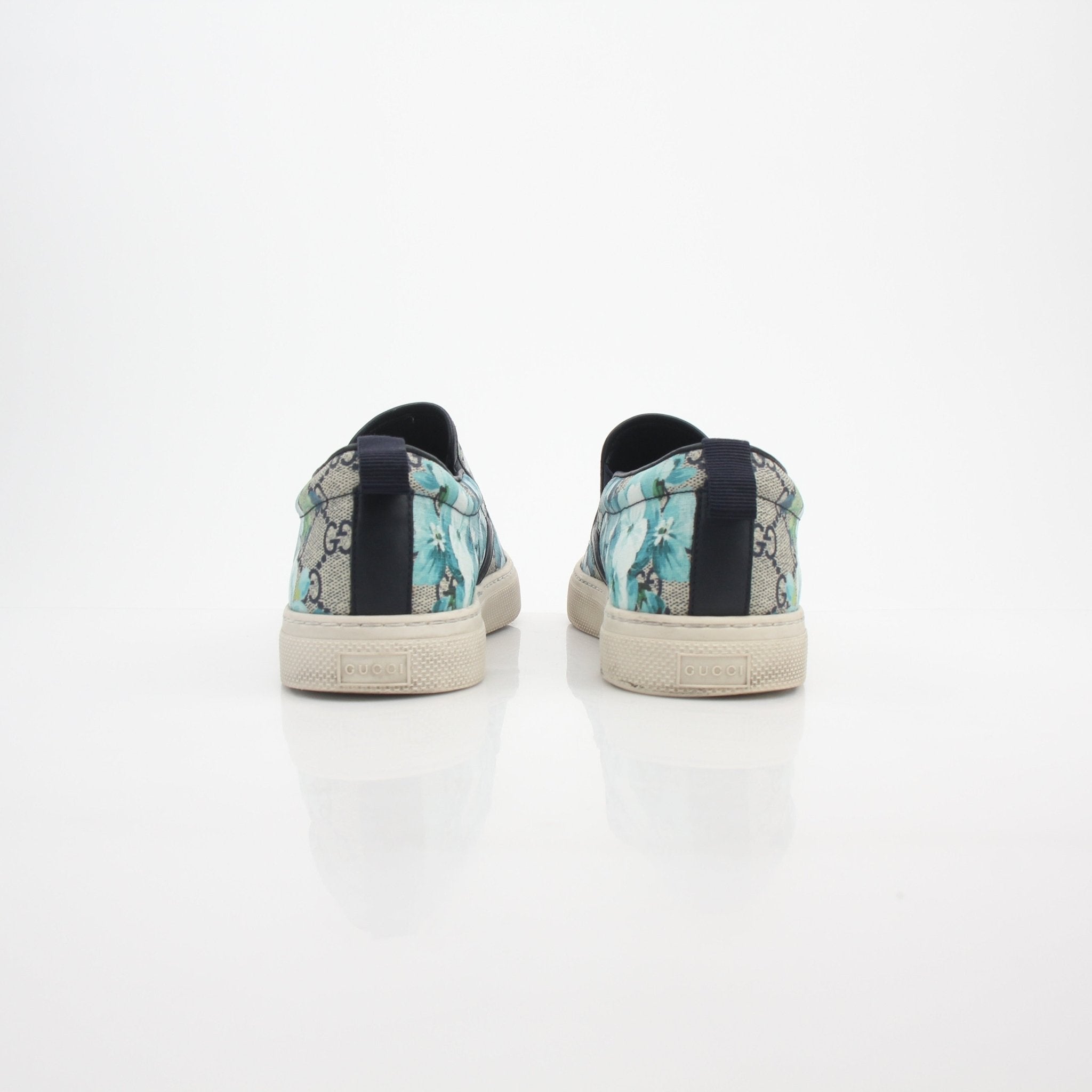 Gucci Blue Blooms GG Supreme Slip-On Sneakers