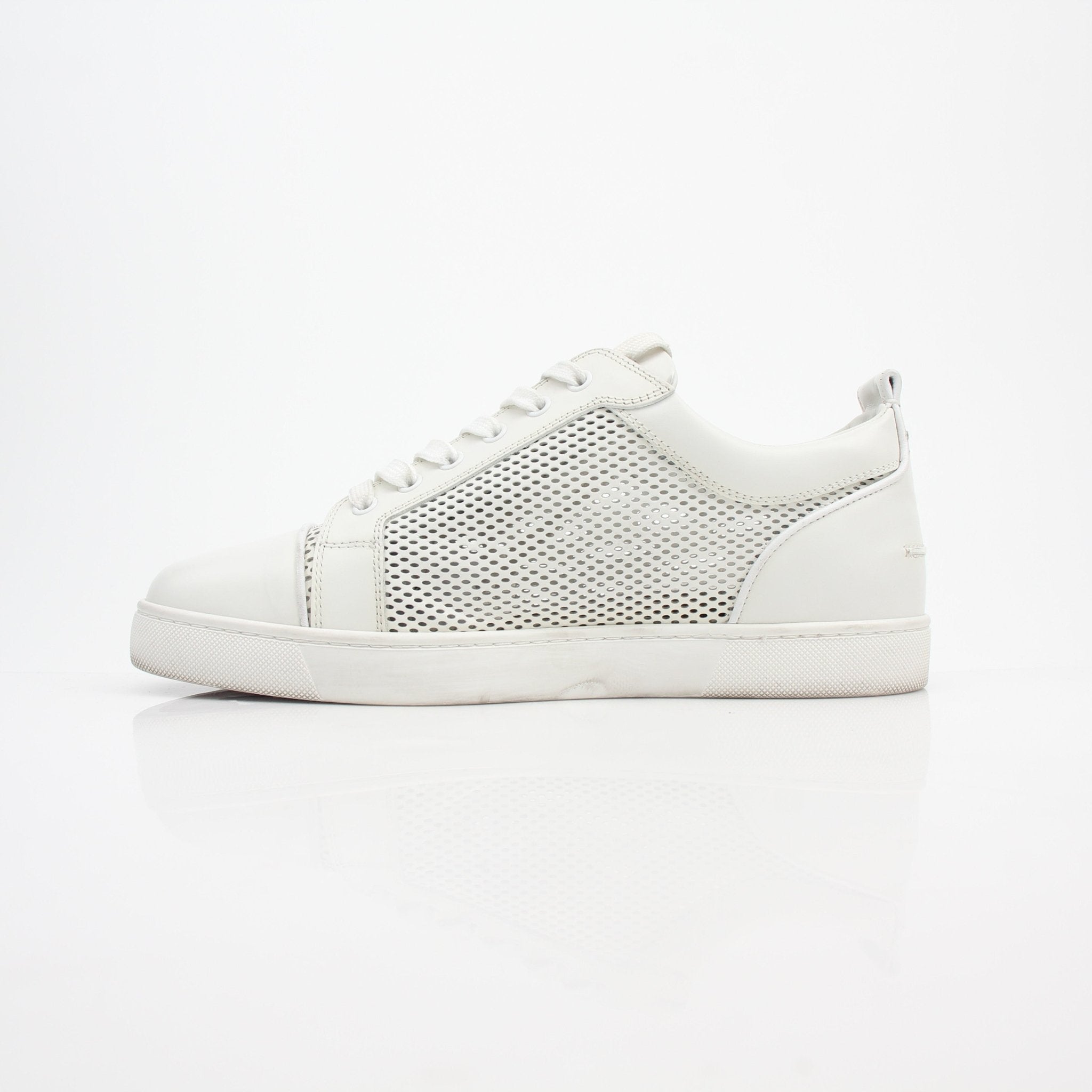 Christian Louboutin White Louis Junior Perforated Leather Sneakers