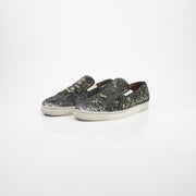 Christian Louboutin Silver Sequined Rollet Boat Slip-On Sneakers