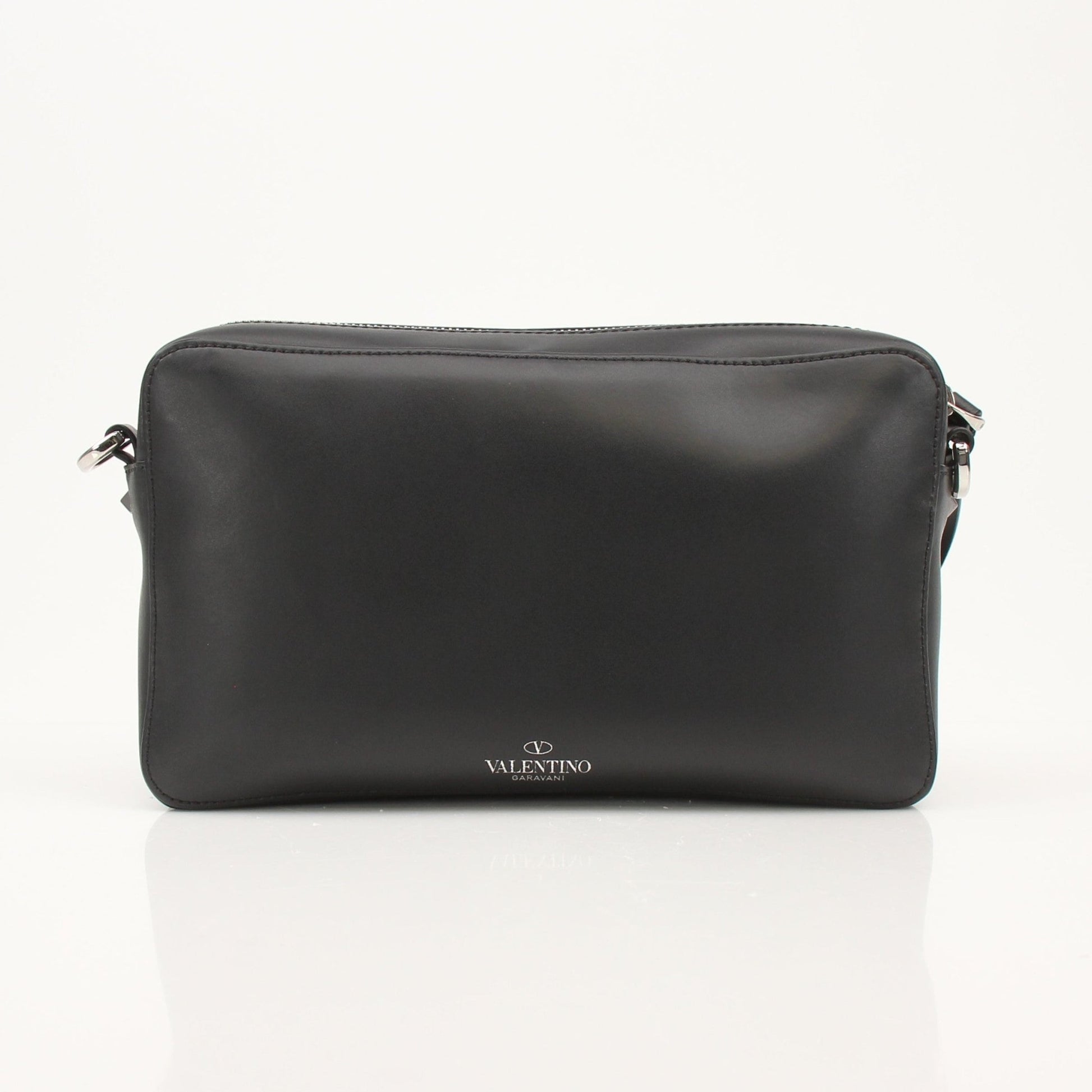 Gold & Beyond Valentino black crossbody handbag with sleek design and adjustable strap.