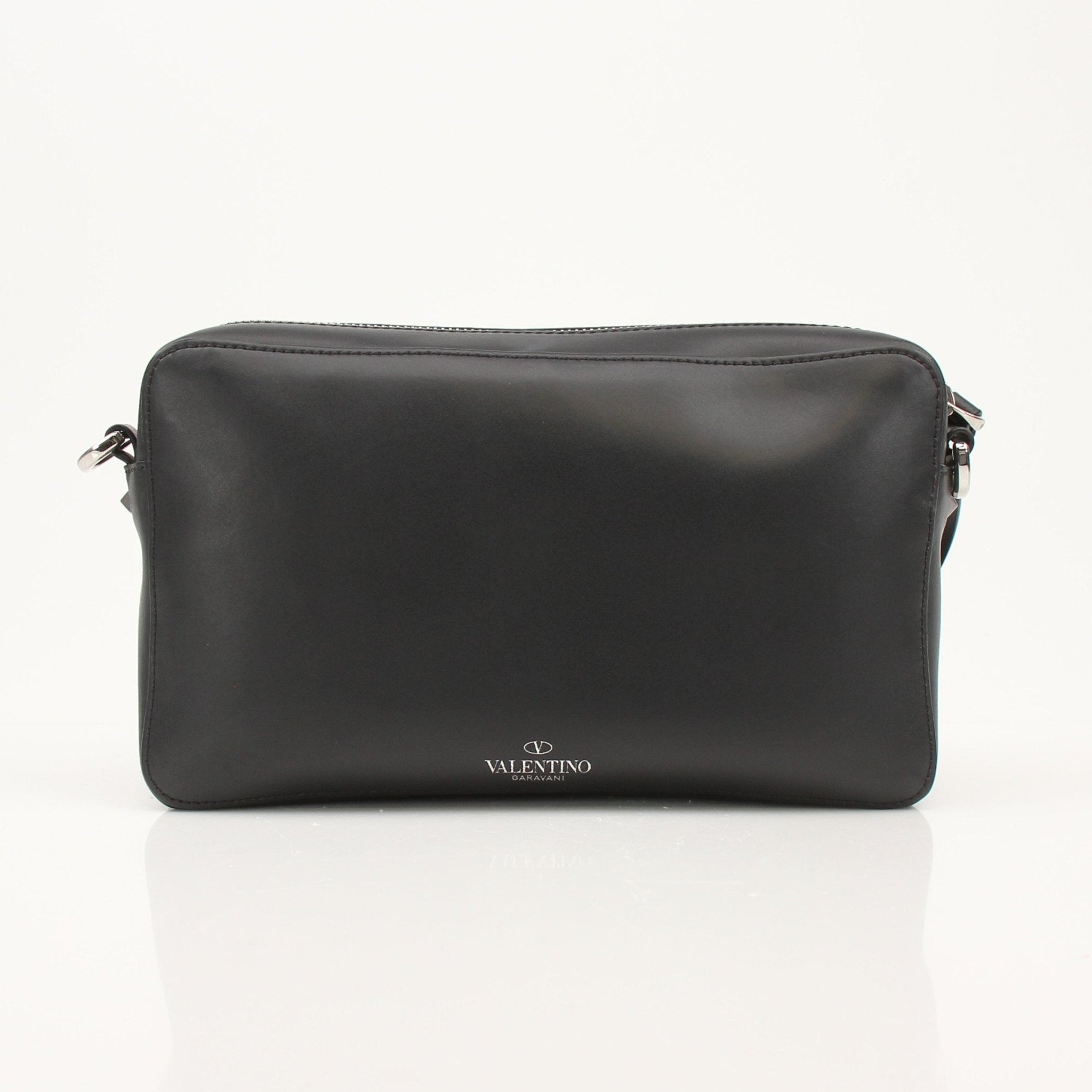 Gold & Beyond Valentino black crossbody handbag with sleek design and adjustable strap.