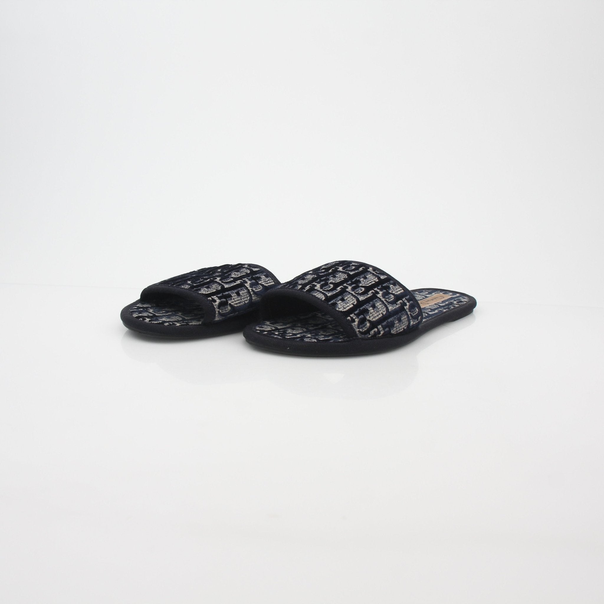 Christian Dior Navy Oblique Chez Moi Slide Sandals