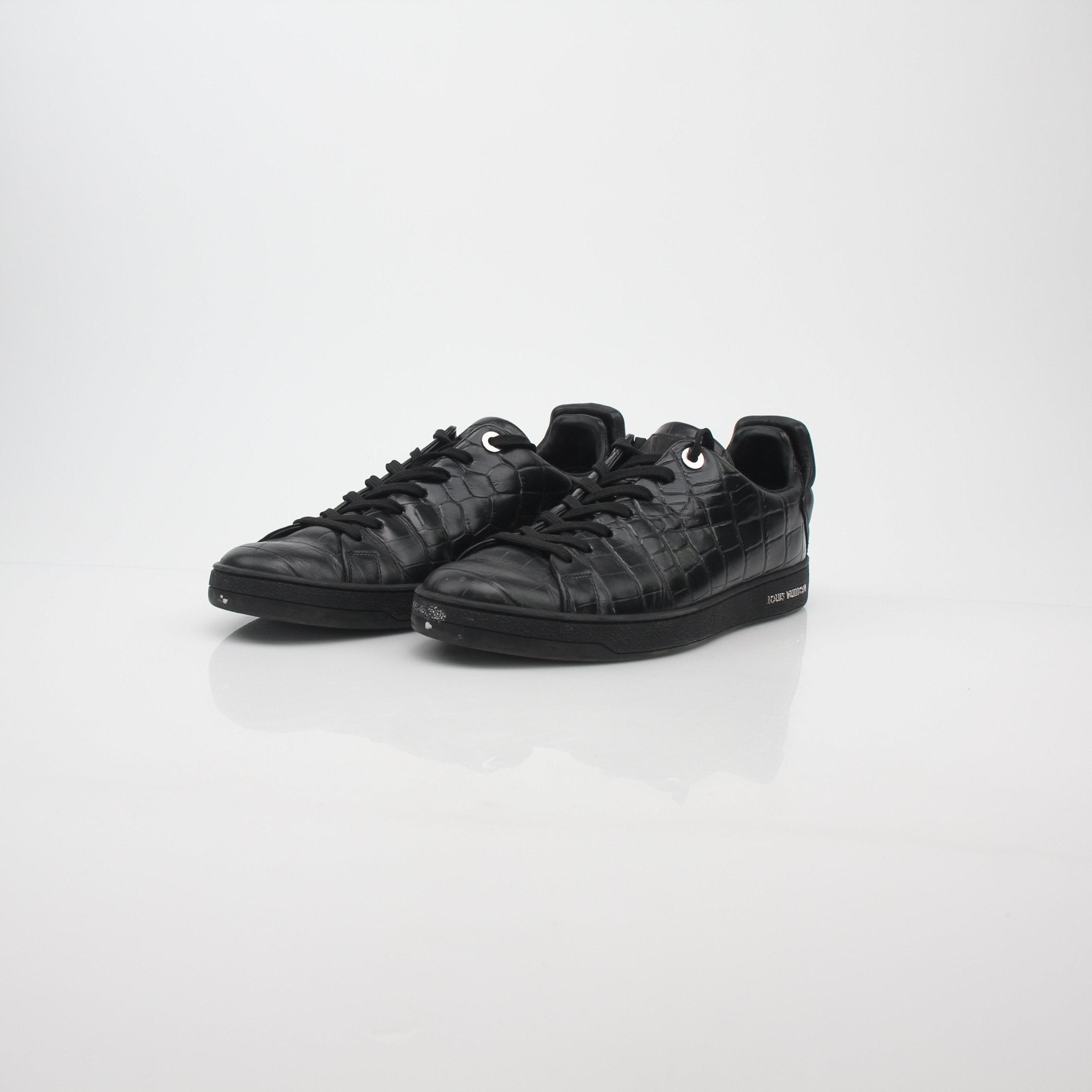 Louis Vuitton Black Crocodile-Embossed Frontrow Sneakers