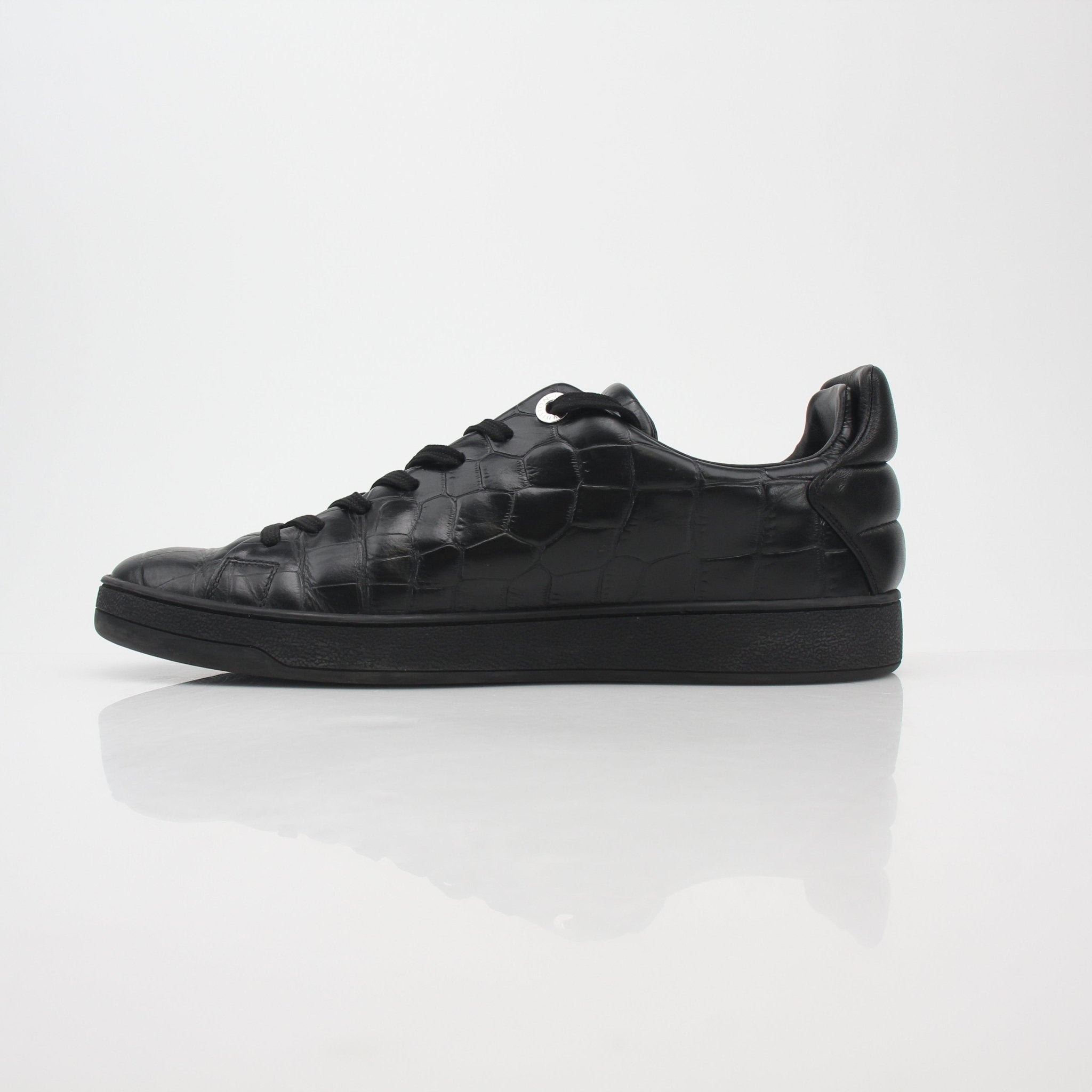 Louis Vuitton Black Crocodile-Embossed Frontrow Sneakers