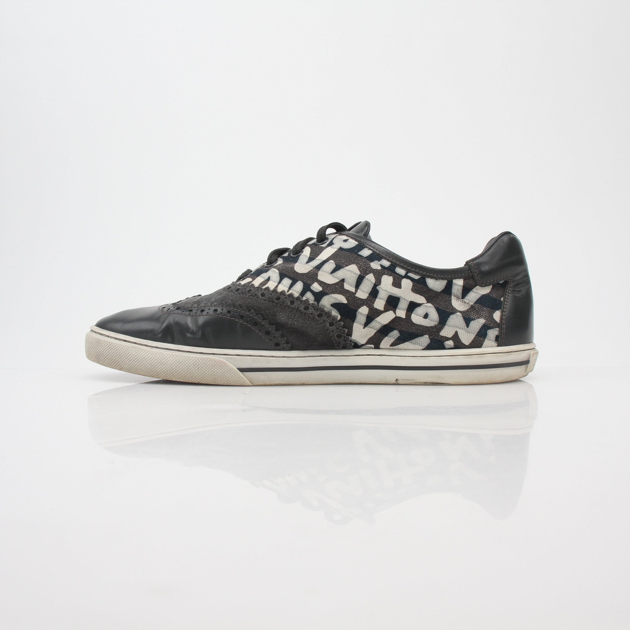 Louis Vuitton Black Graffiti Wingtip Sneakers