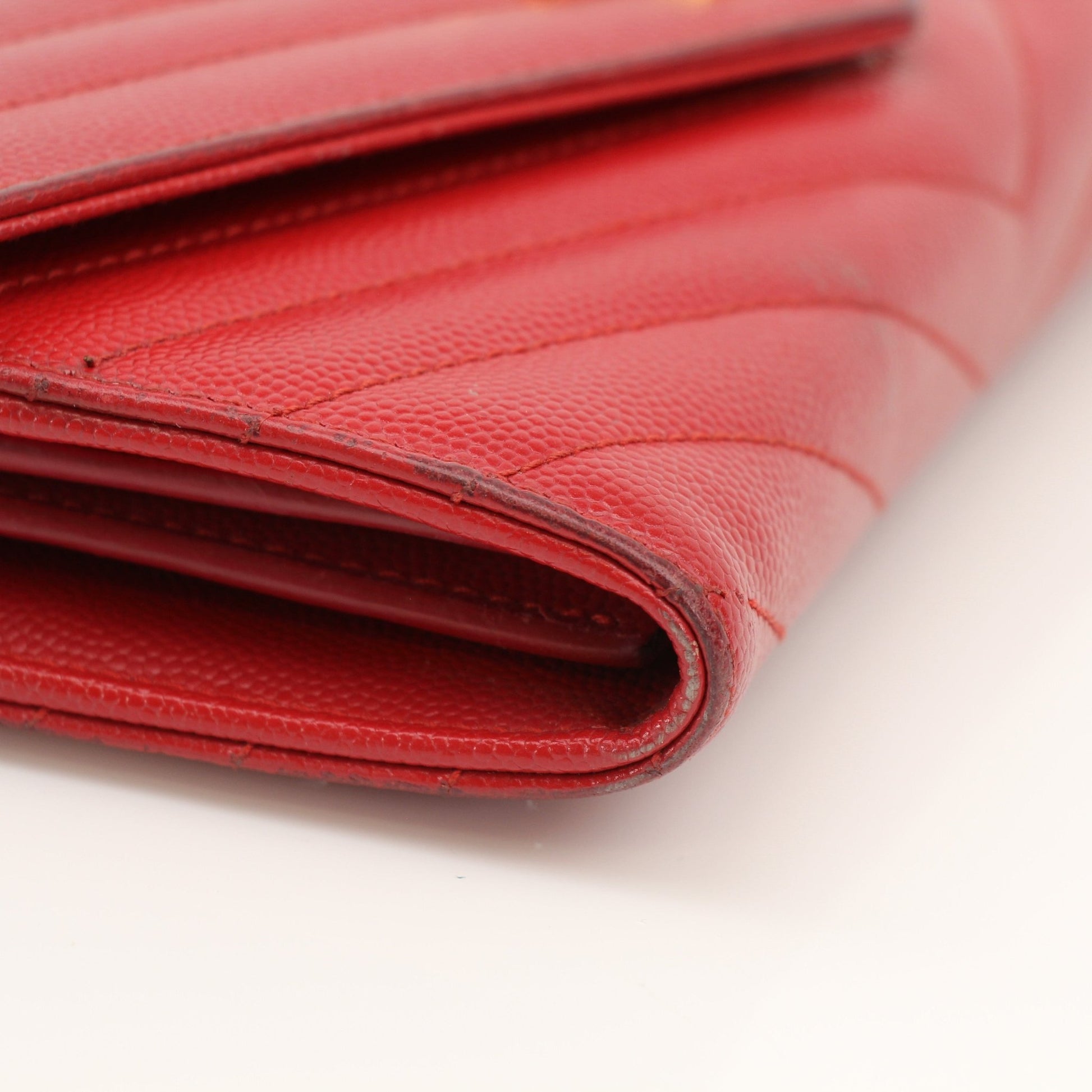 Gold & Beyond red envelope chain wallet with flap, Saint Laurent-inspired design, featuring a compact and stylish accessory.