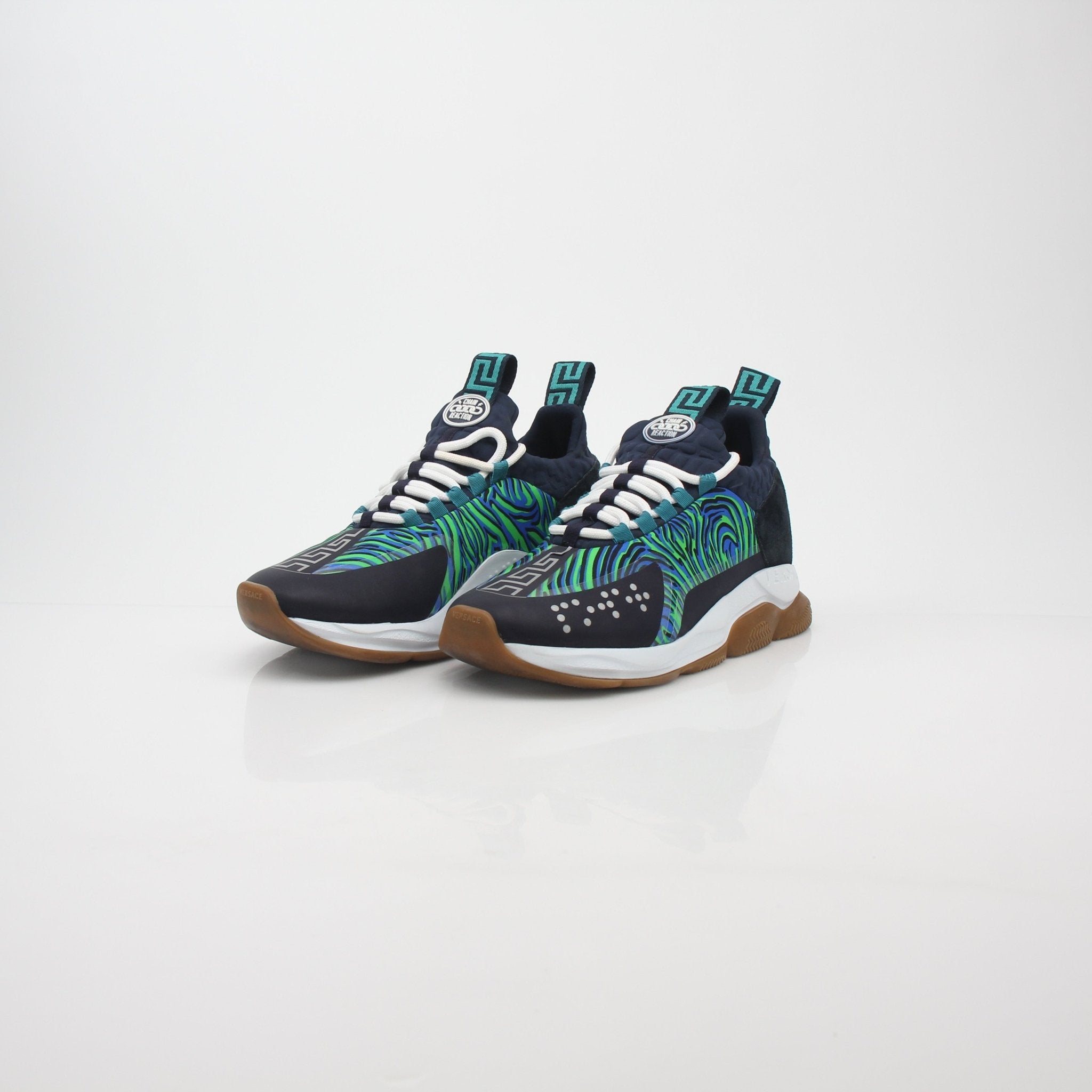 Versace Blue and Green Chain Reaction Sneakers