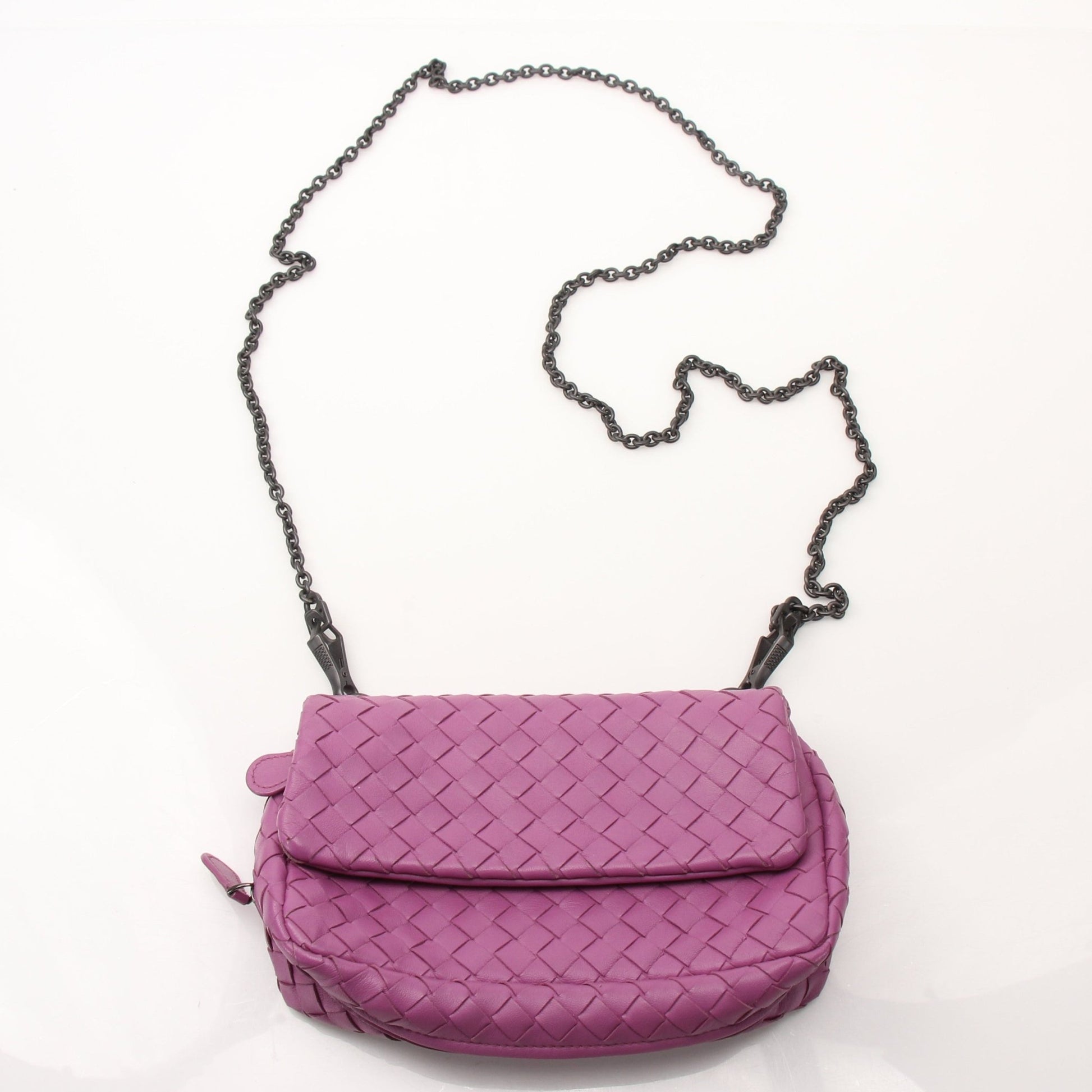 Gold & Beyond Bottega Veneta expandable chain flap handbag with gold chain strap and sleek leather design.