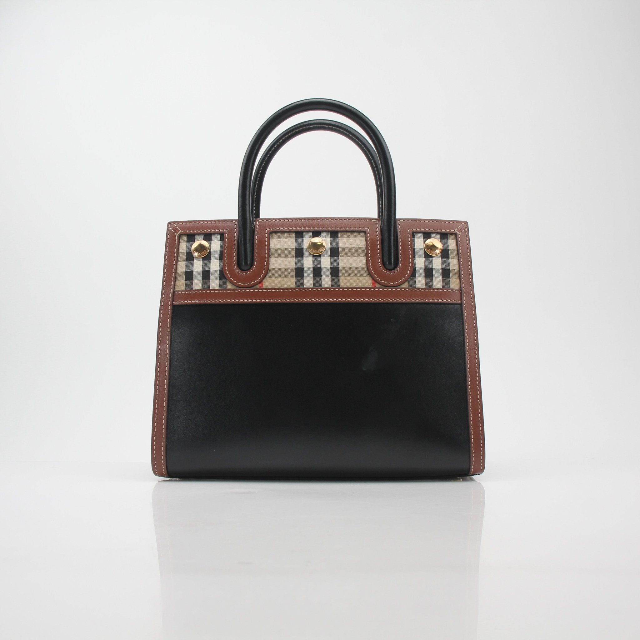 Burberry Black Small Title Vintage Check Tote Bag