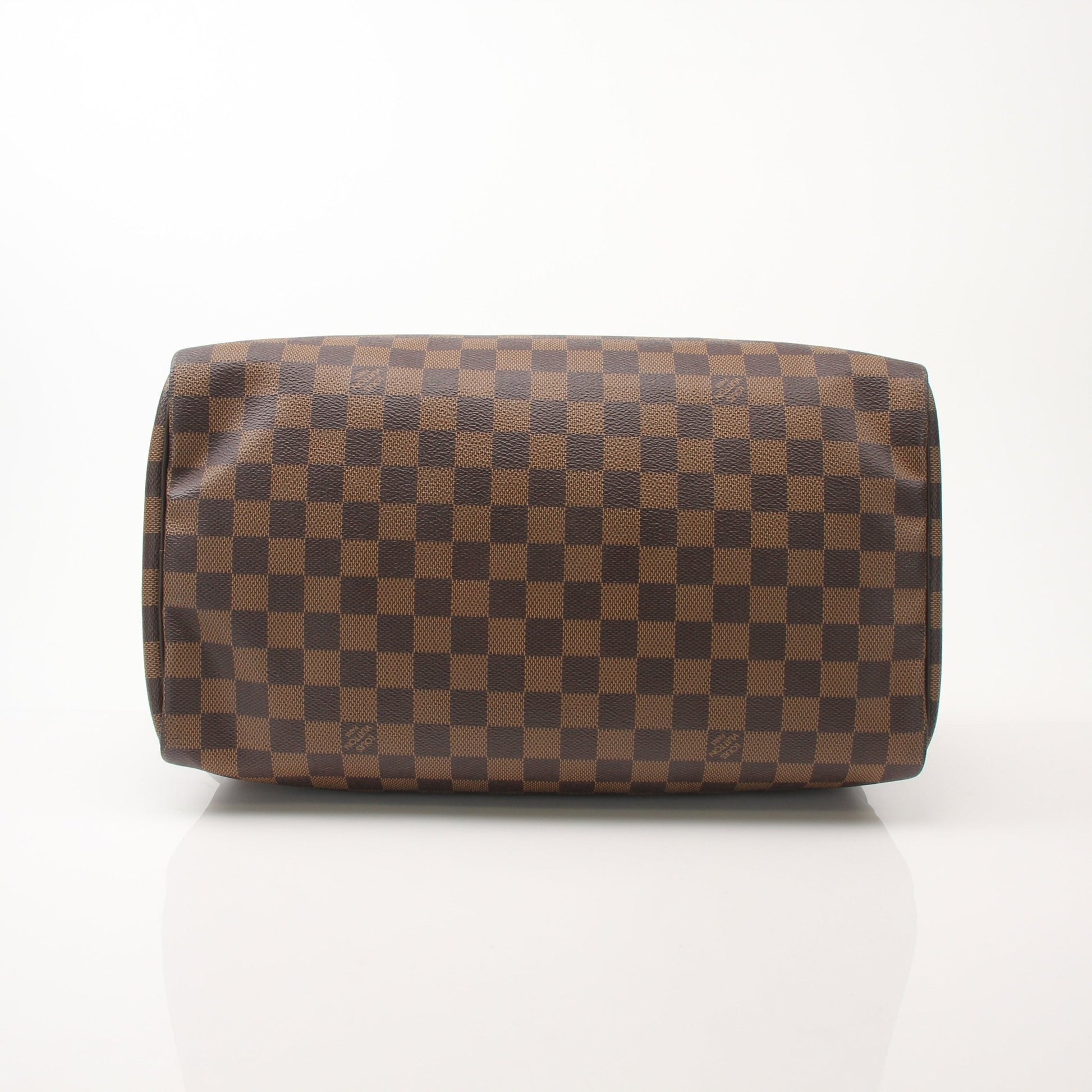Louis Vuitton Speedy 35 handbag by Gold & Beyond, showcasing beige monogram canvas with leather trim and gold-tone hardware.