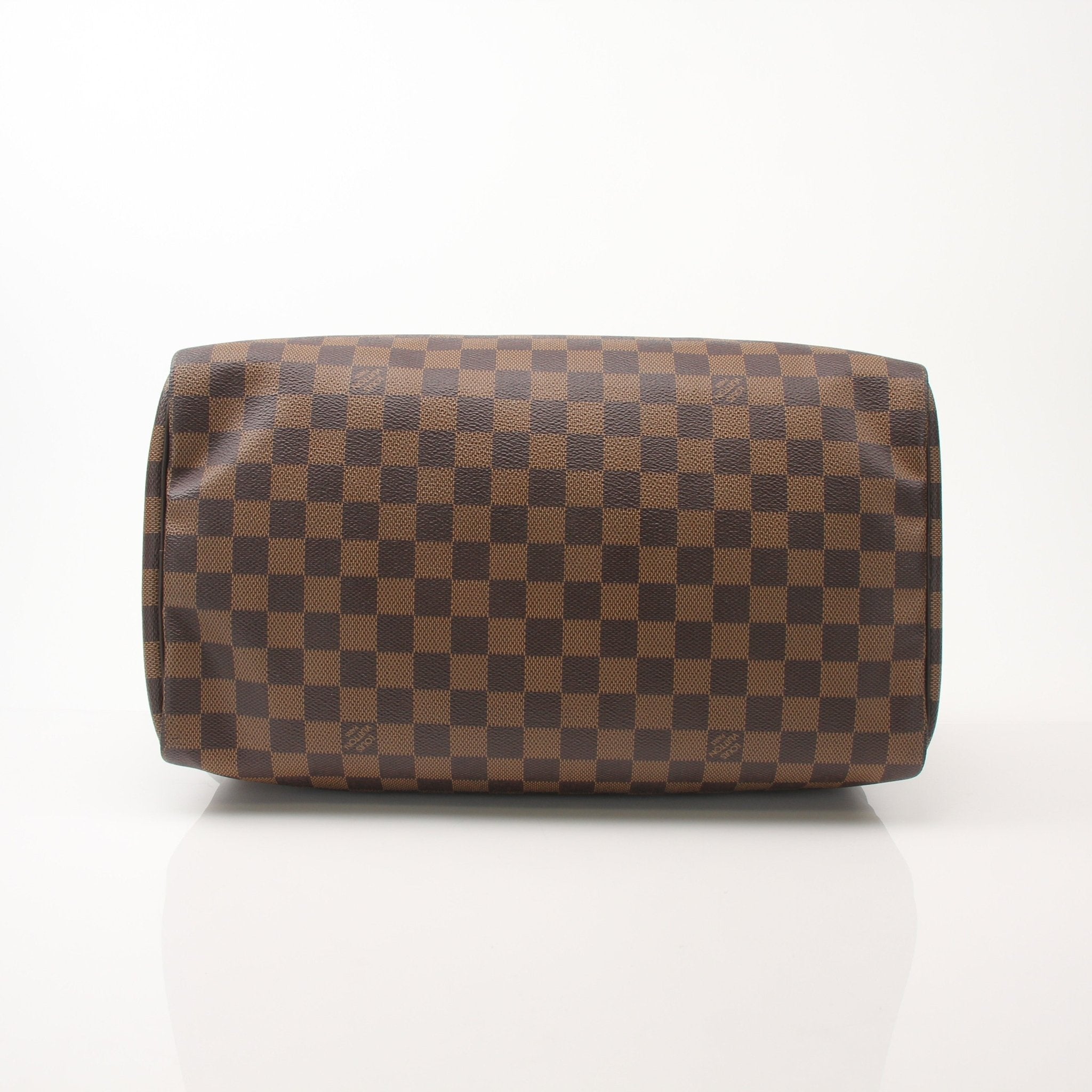 Louis Vuitton Speedy 35 handbag by Gold & Beyond, showcasing beige monogram canvas with leather trim and gold-tone hardware.