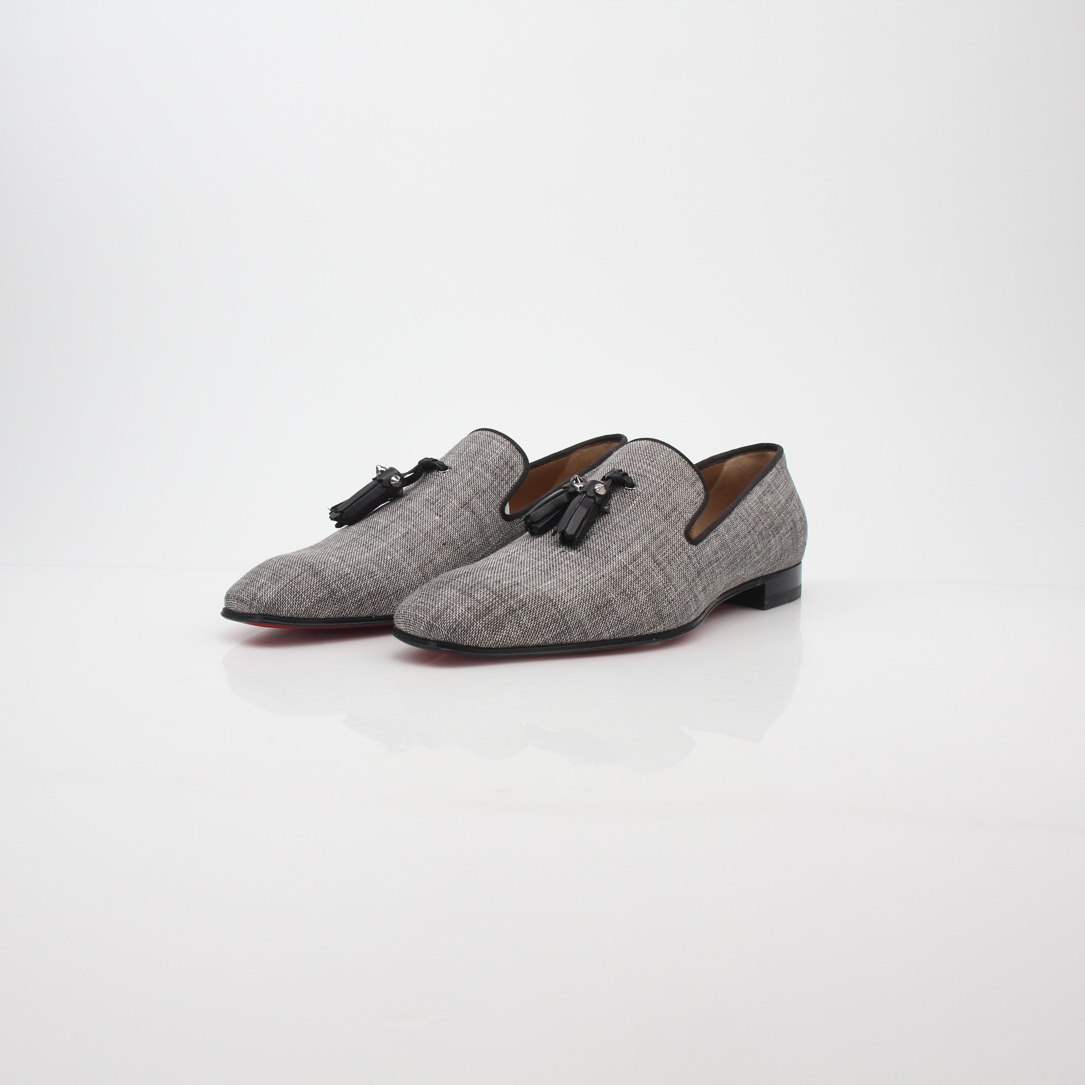 Christian Louboutin Gray Dandelion Spikes Tassel Loafers