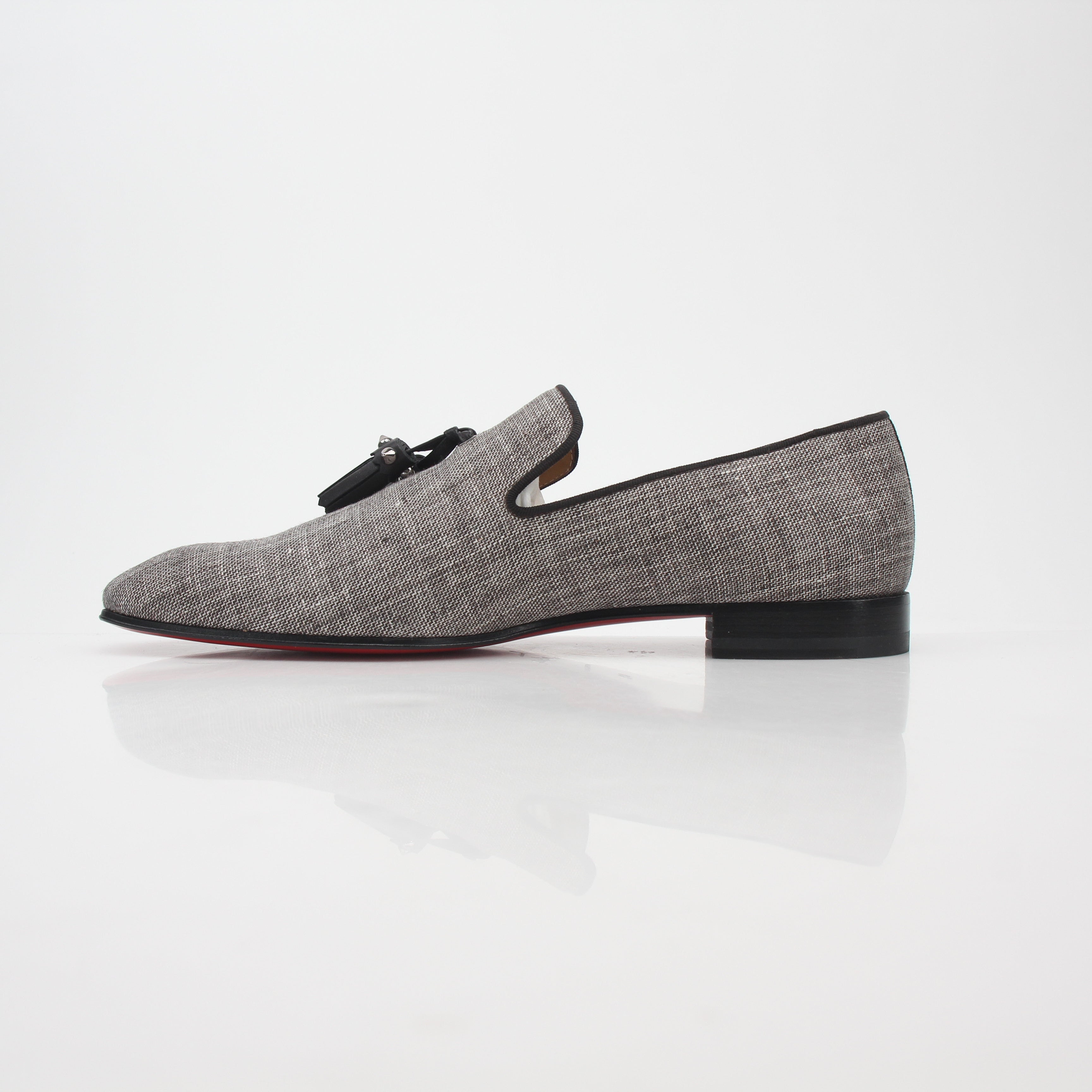 Christian Louboutin Gray Dandelion Spikes Tassel Loafers