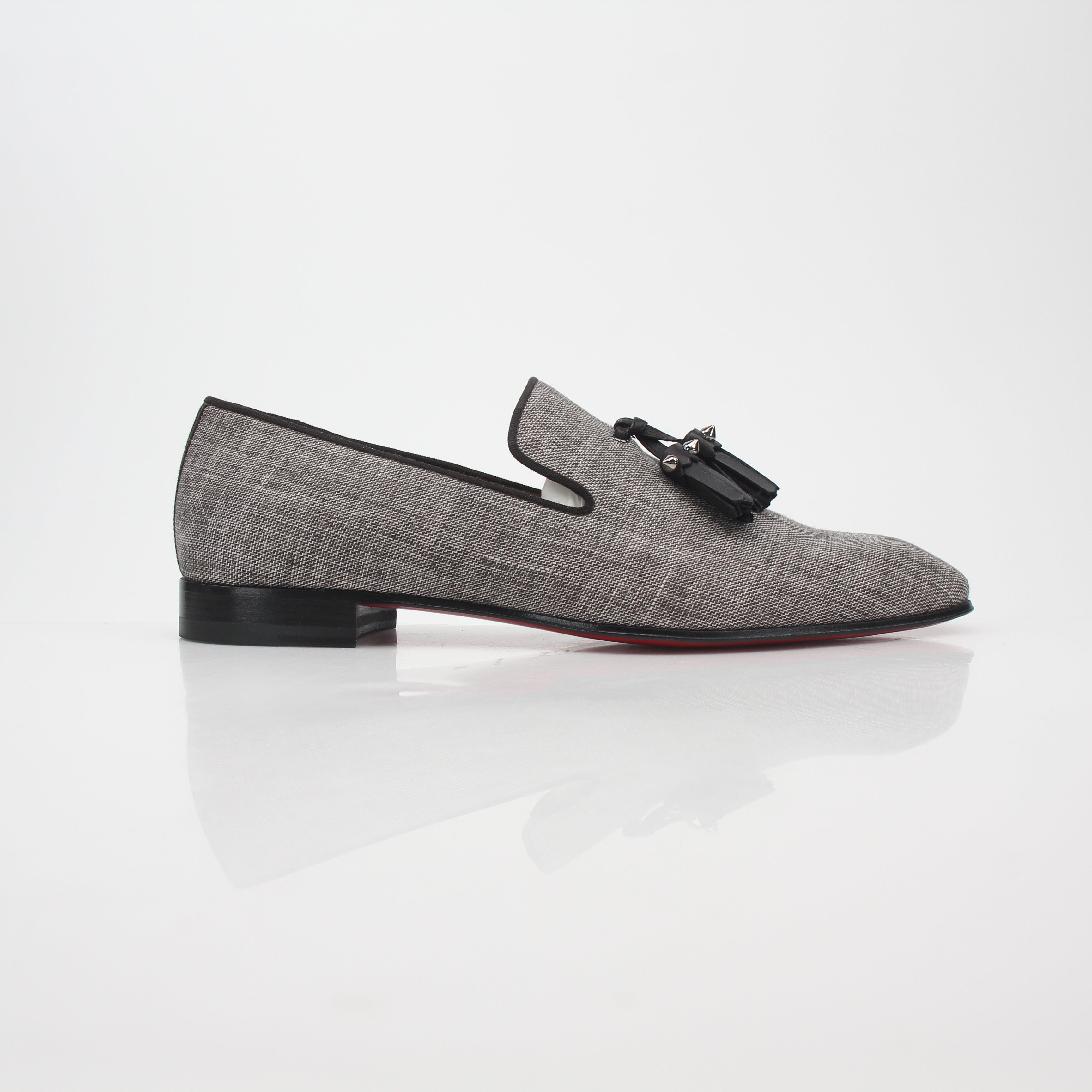 Christian Louboutin Gray Dandelion Spikes Tassel Loafers