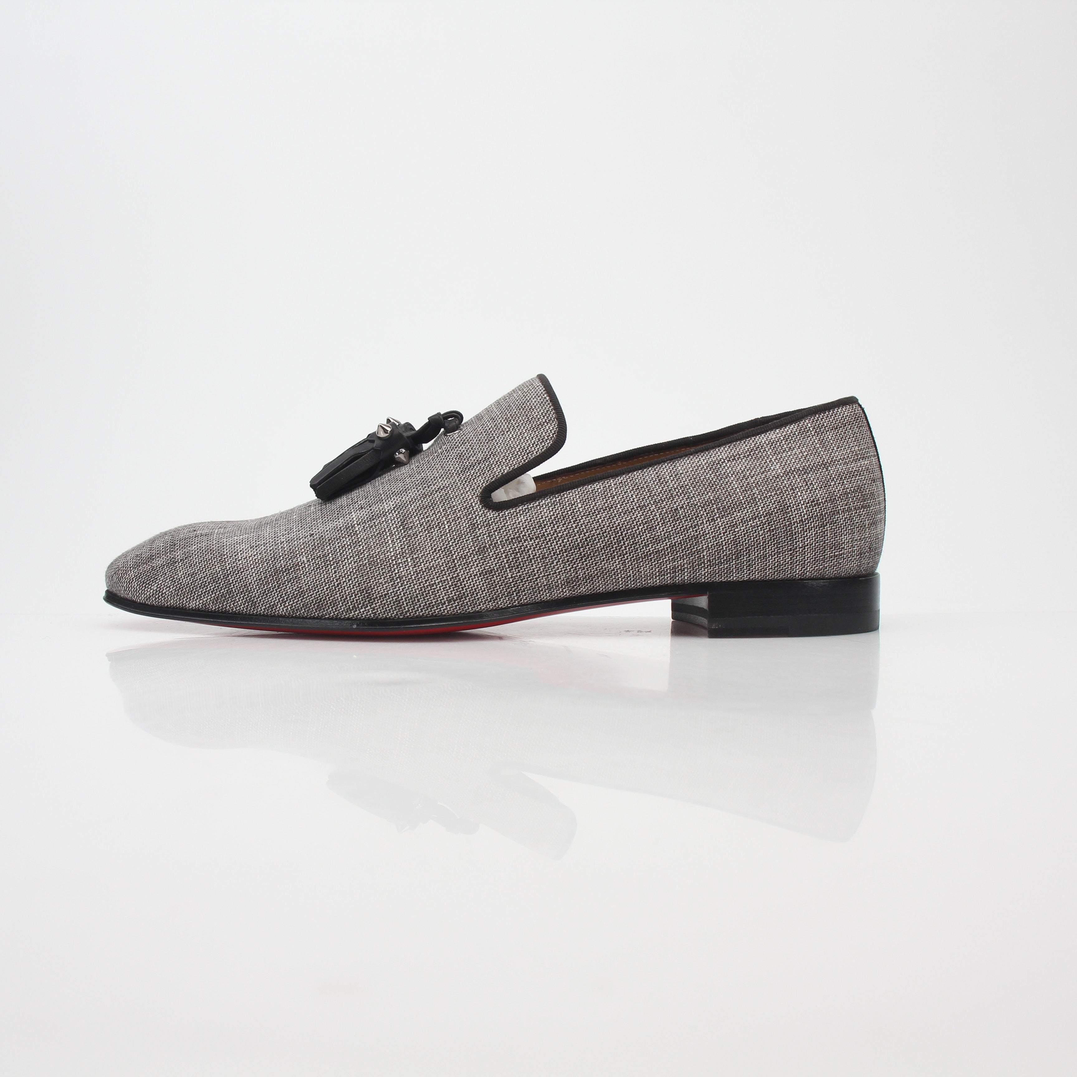 Christian Louboutin Gray Dandelion Spikes Tassel Loafers