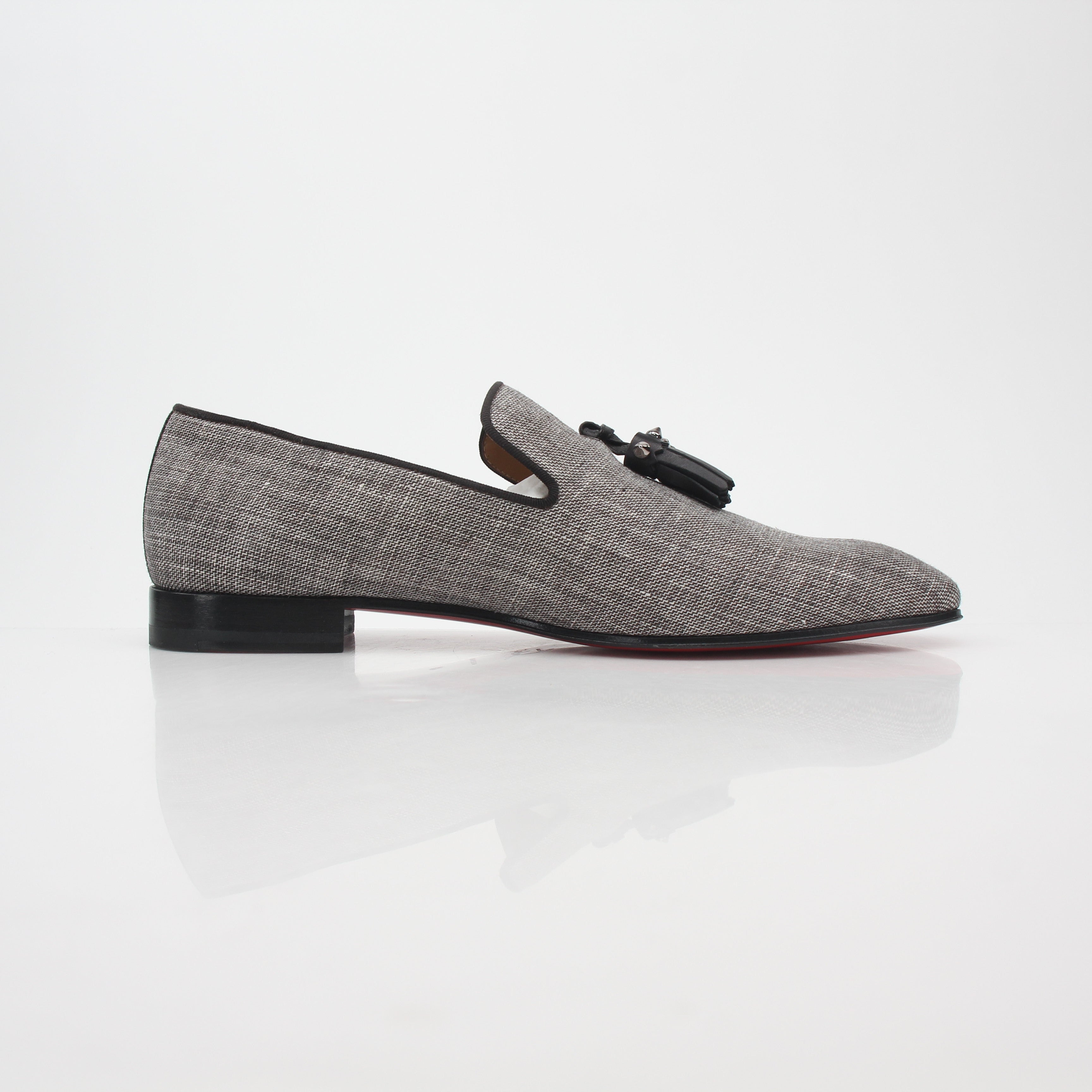 Christian Louboutin Gray Dandelion Spikes Tassel Loafers