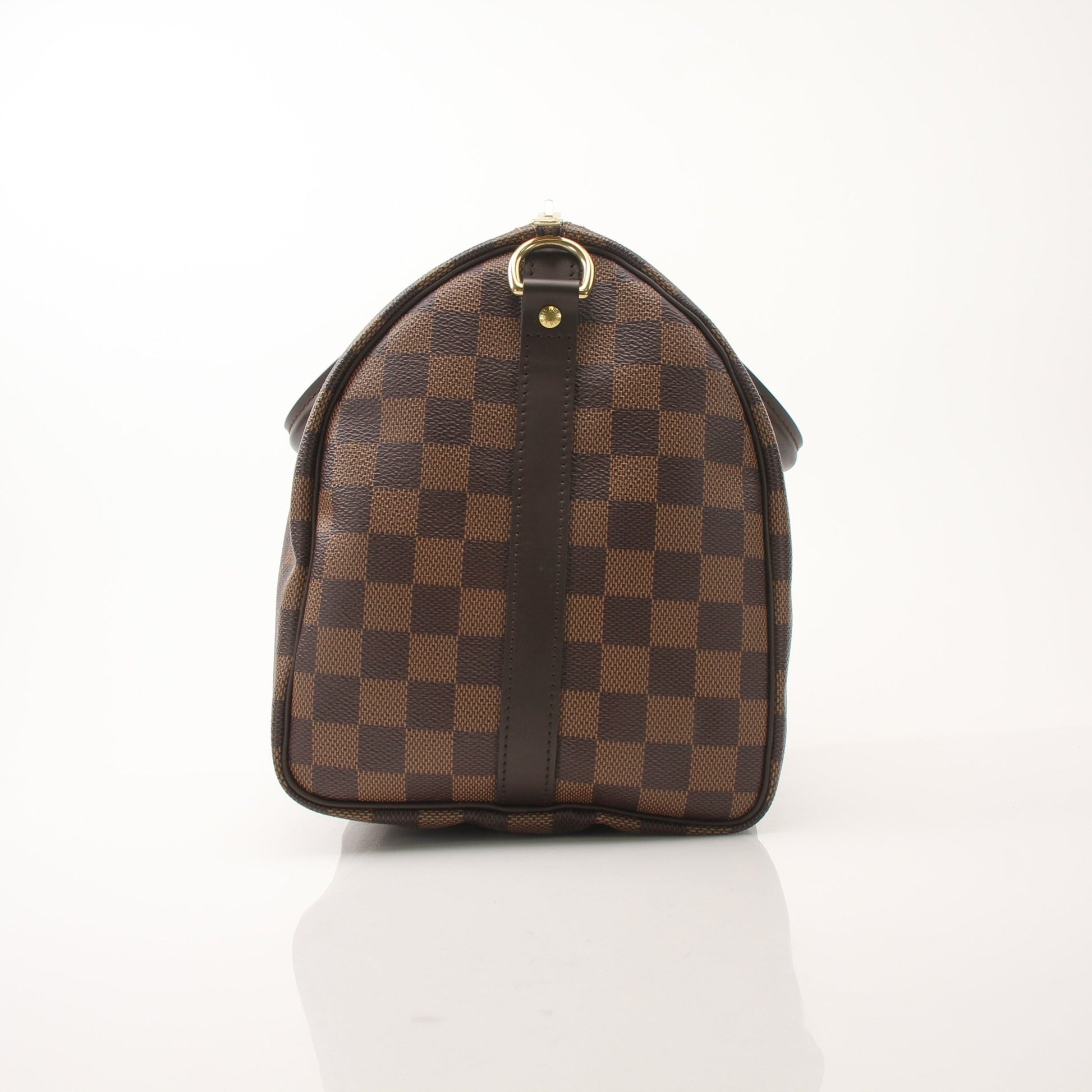 Gold & Beyond Louis Vuitton Speedy Bandouliere 30 handbag with monogram canvas and leather trim, shown with strap and zipper closure.