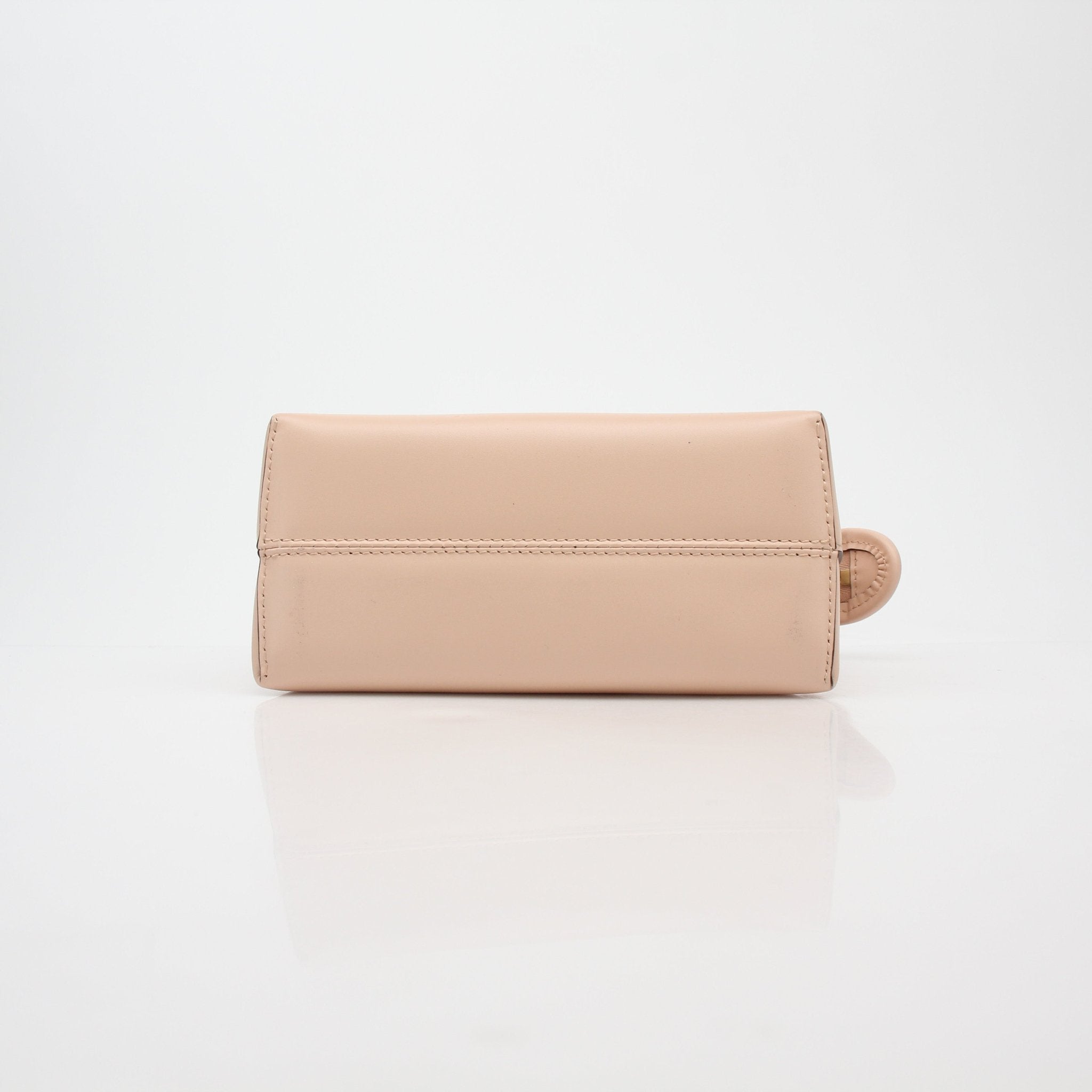 Fendi Light Rose By The Way Mini Boston Bag in soft light pink leather with gold hardware and top handle.