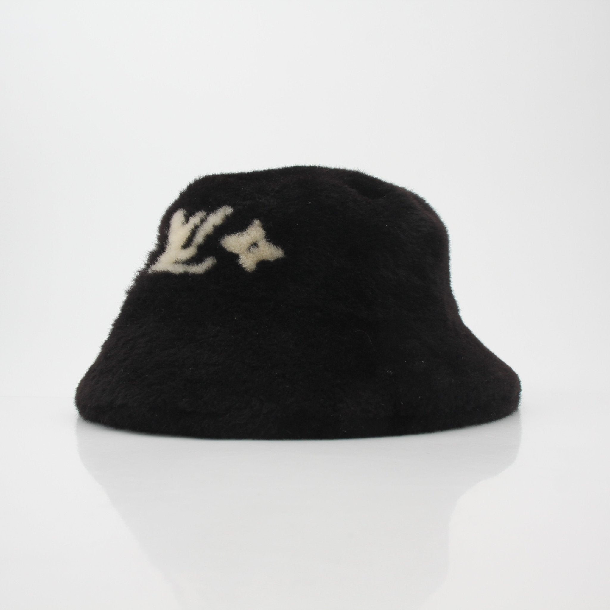 Louis Vuitton Chocolate LV Cloud shearling bucket hat, luxury accessories with LV logo and plush shearling material.