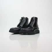 Christian Dior Black Leather Wingtip Combat Ankle Boots