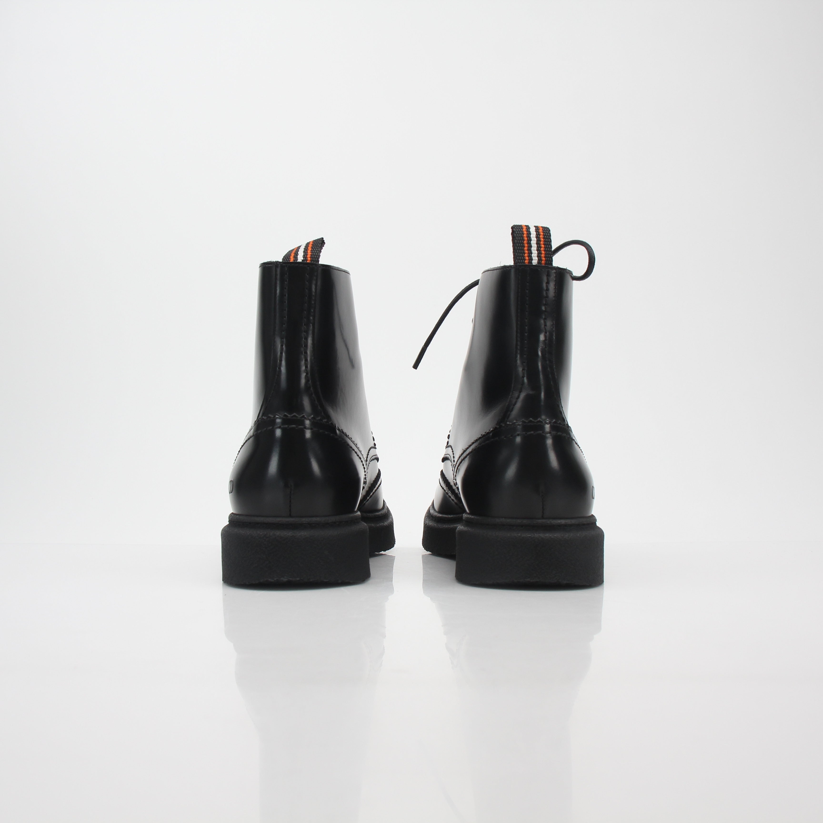 Christian Dior Black Leather Wingtip Combat Ankle Boots
