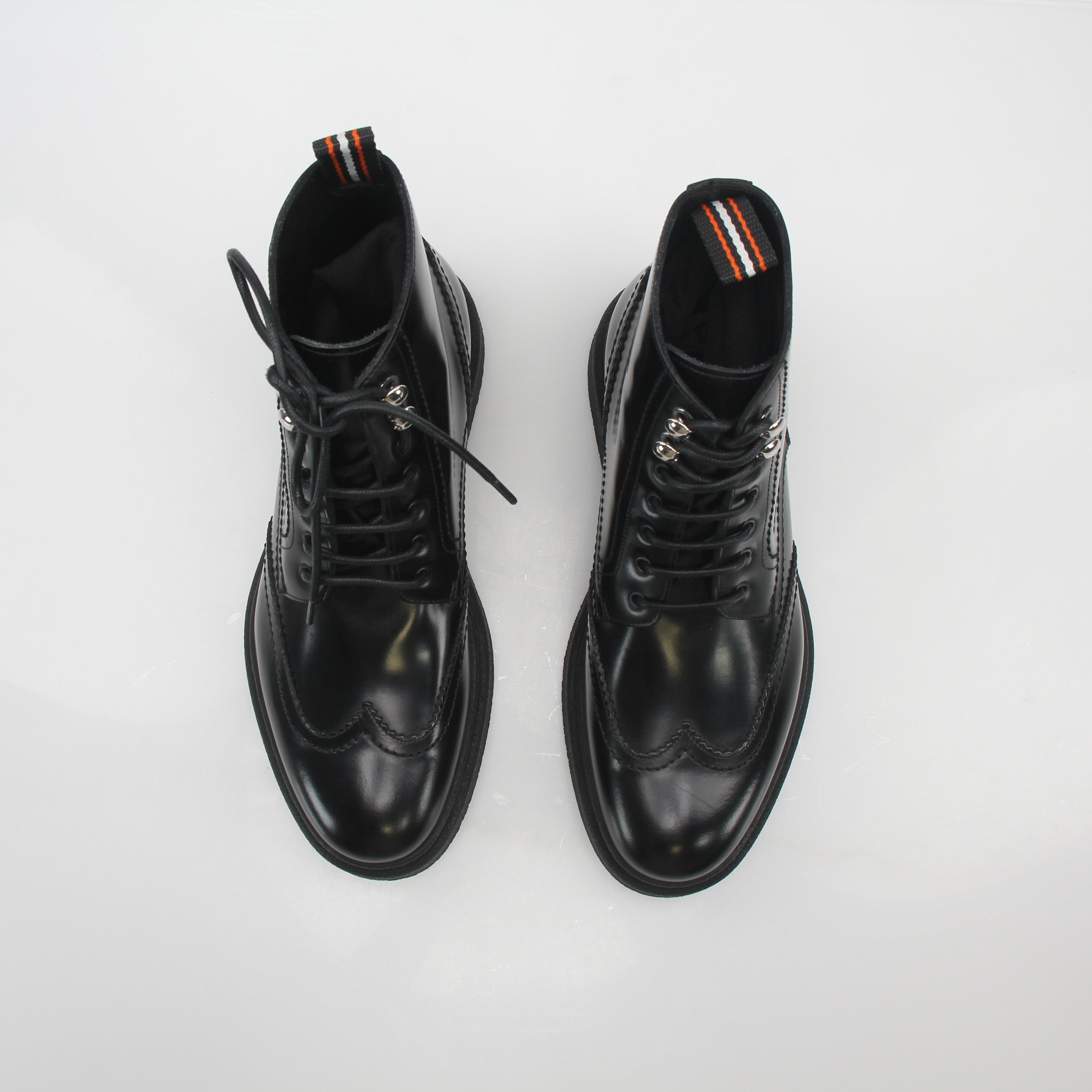 Christian Dior Black Leather Wingtip Combat Ankle Boots