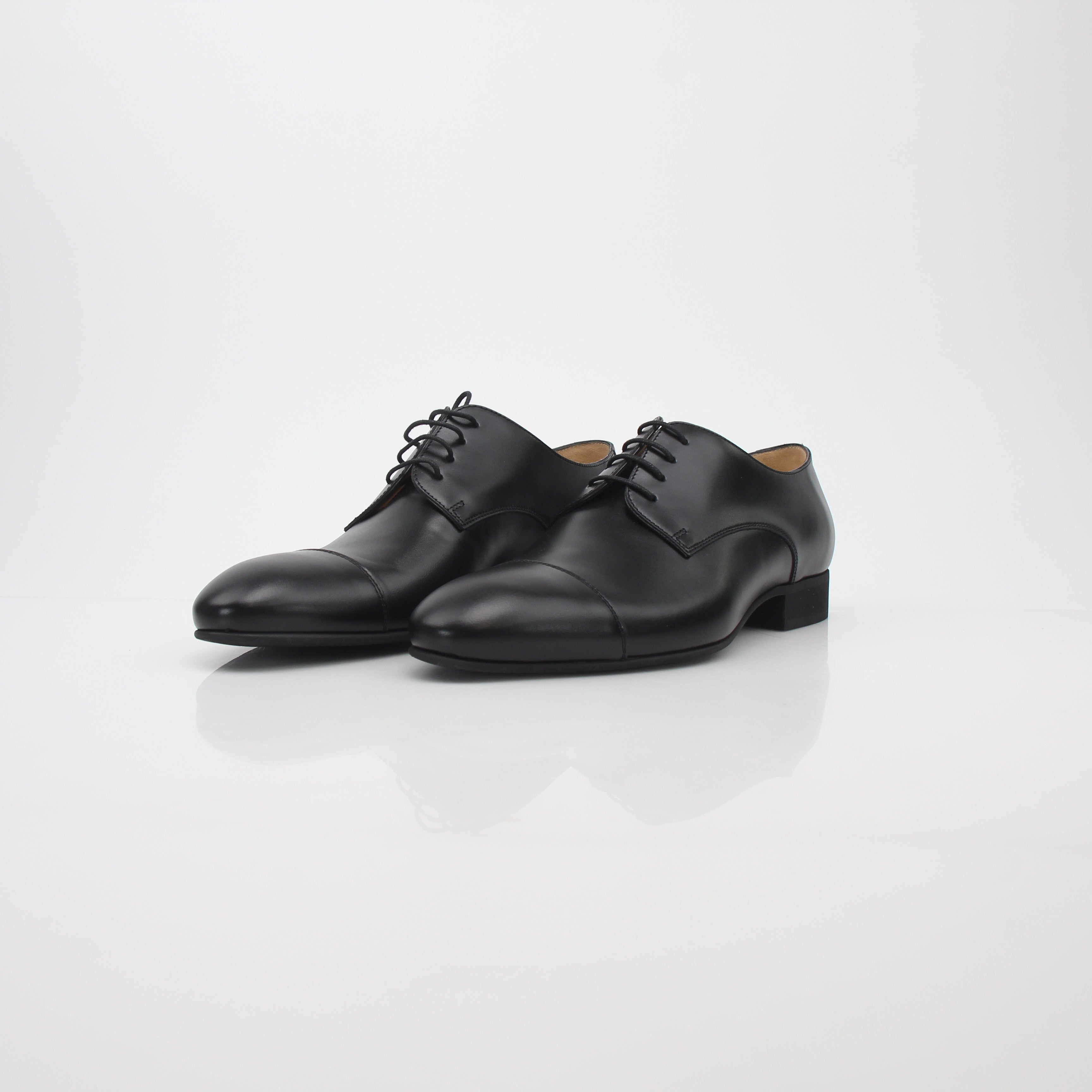 Chanel Uniform Black Leather Cap-Toe Derby Shoes