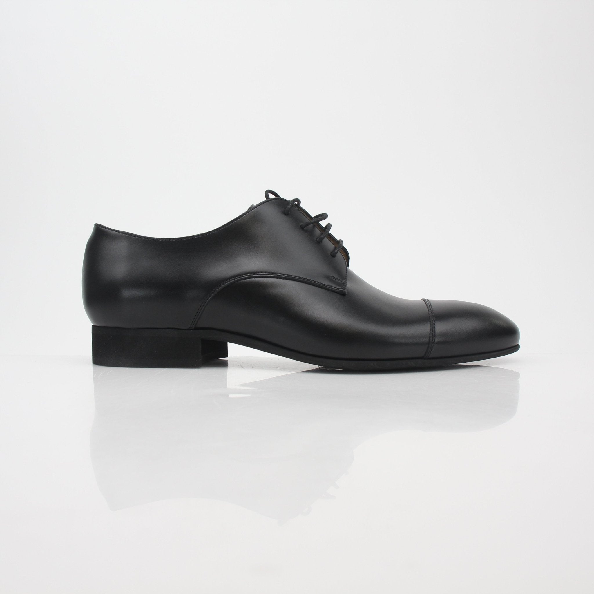 Chanel Uniform Black Leather Cap-Toe Derby Shoes