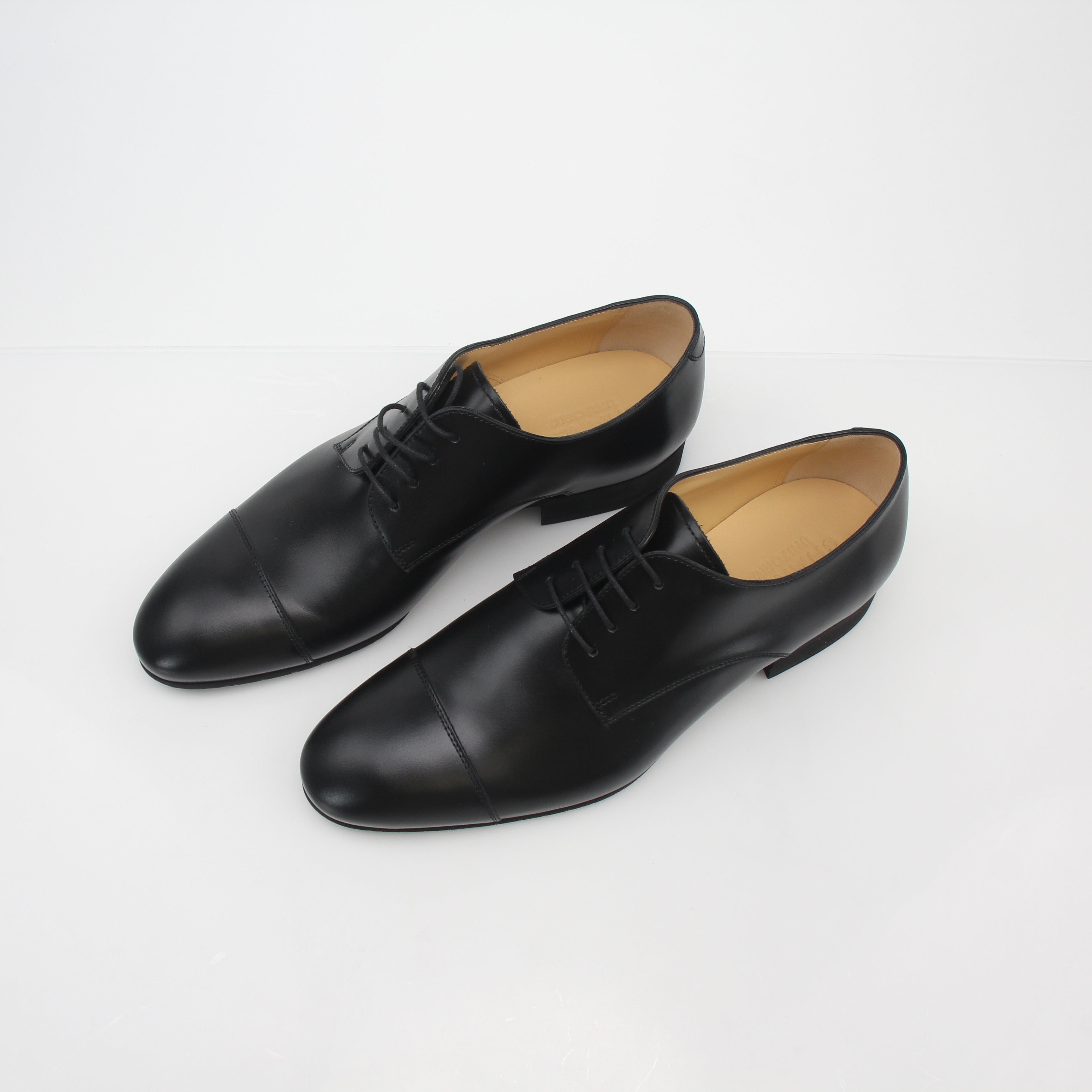 Chanel Uniform Black Leather Cap-Toe Derby Shoes