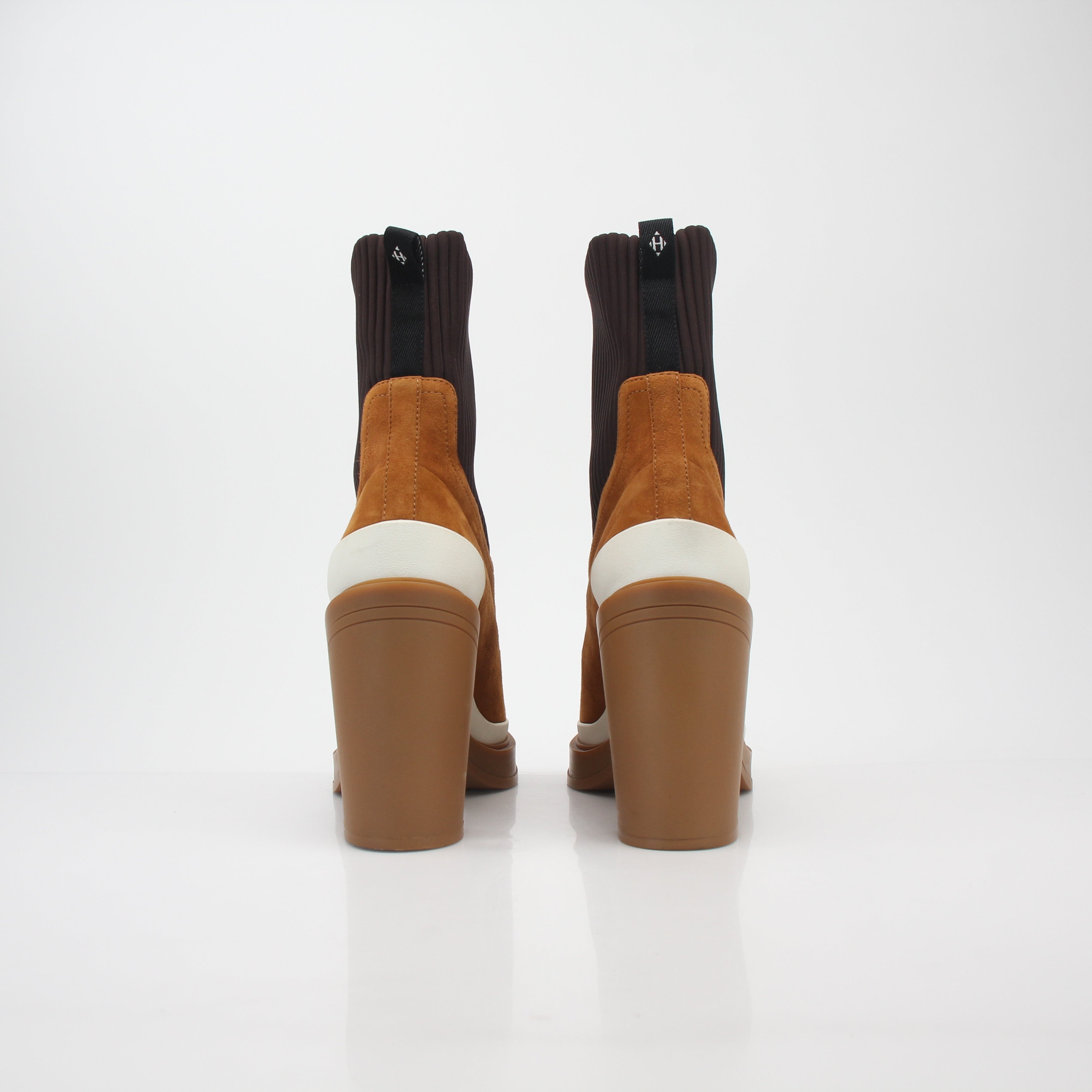 Hermès Camel Vandale Suede & Knit Ankle Boots