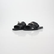 Hermès Black Gabriel Leather Slide Sandals