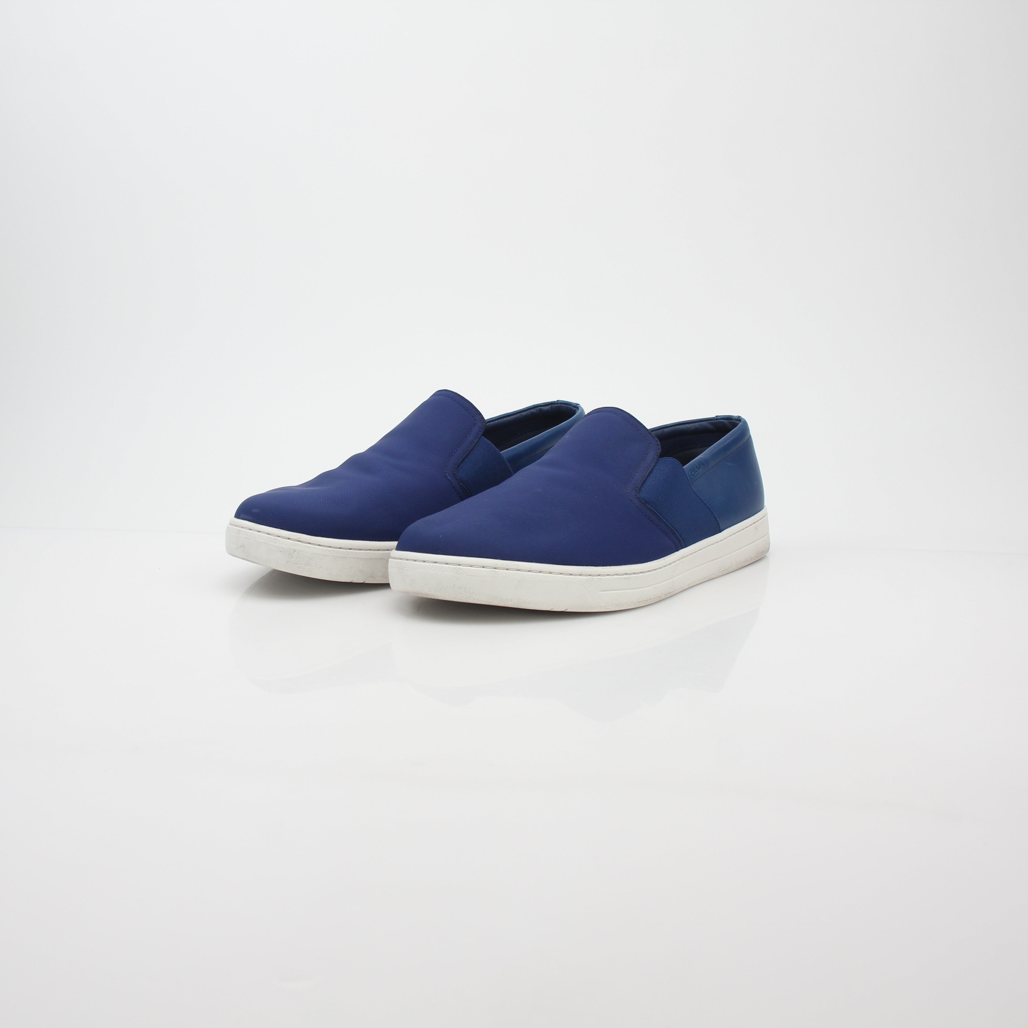 Prada Blue Nylon Slip-On Sneakers