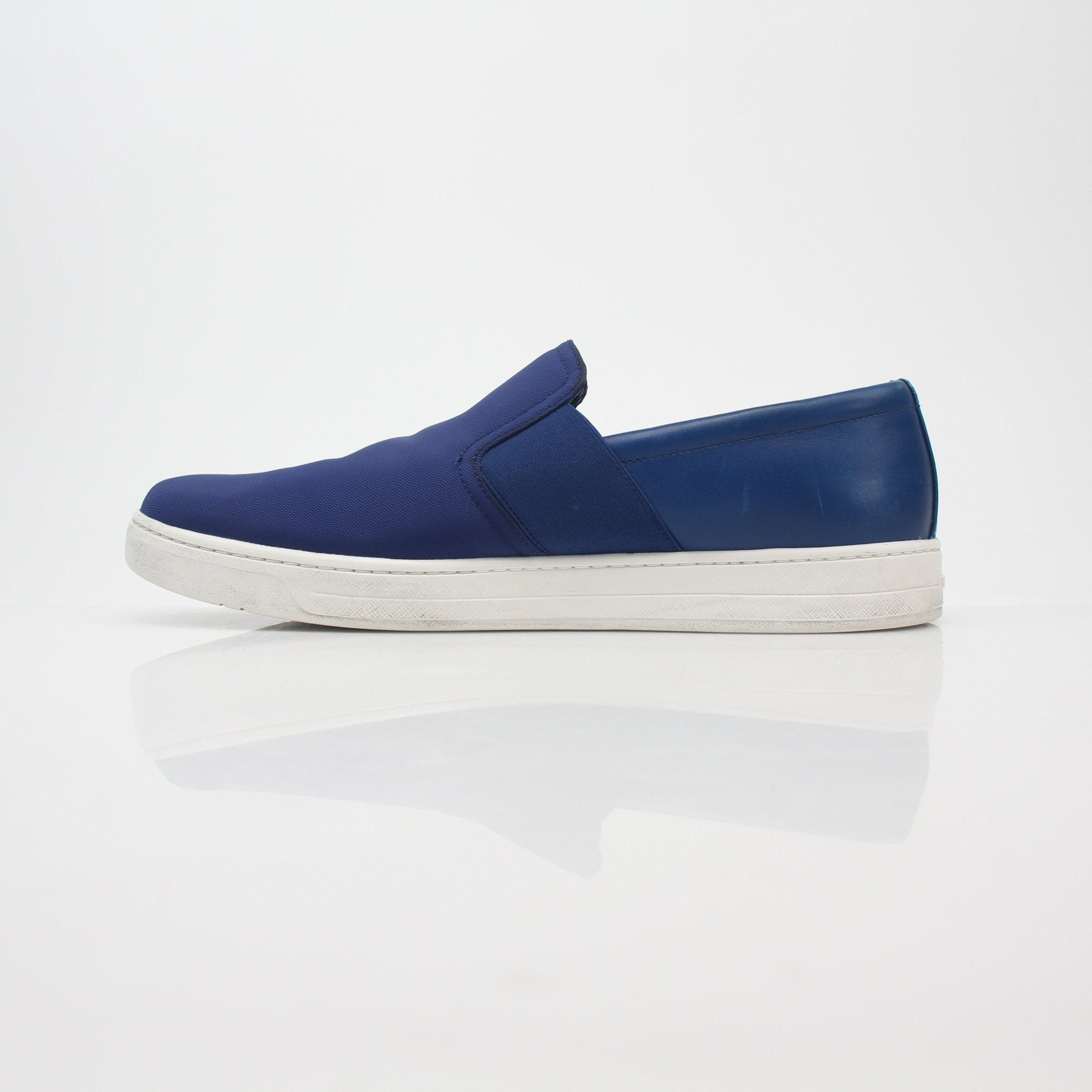 Prada Blue Nylon Slip-On Sneakers