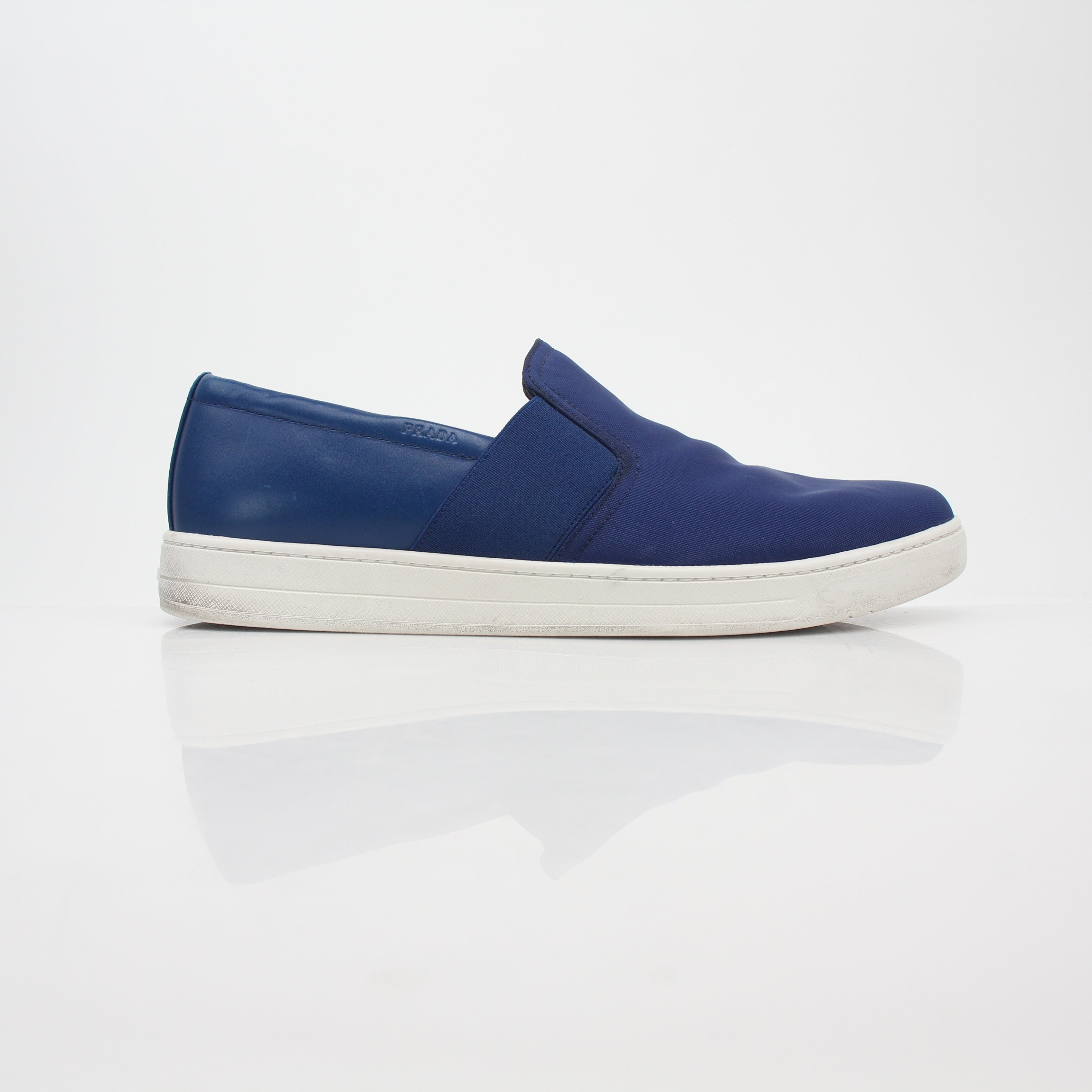 Prada Blue Nylon Slip-On Sneakers