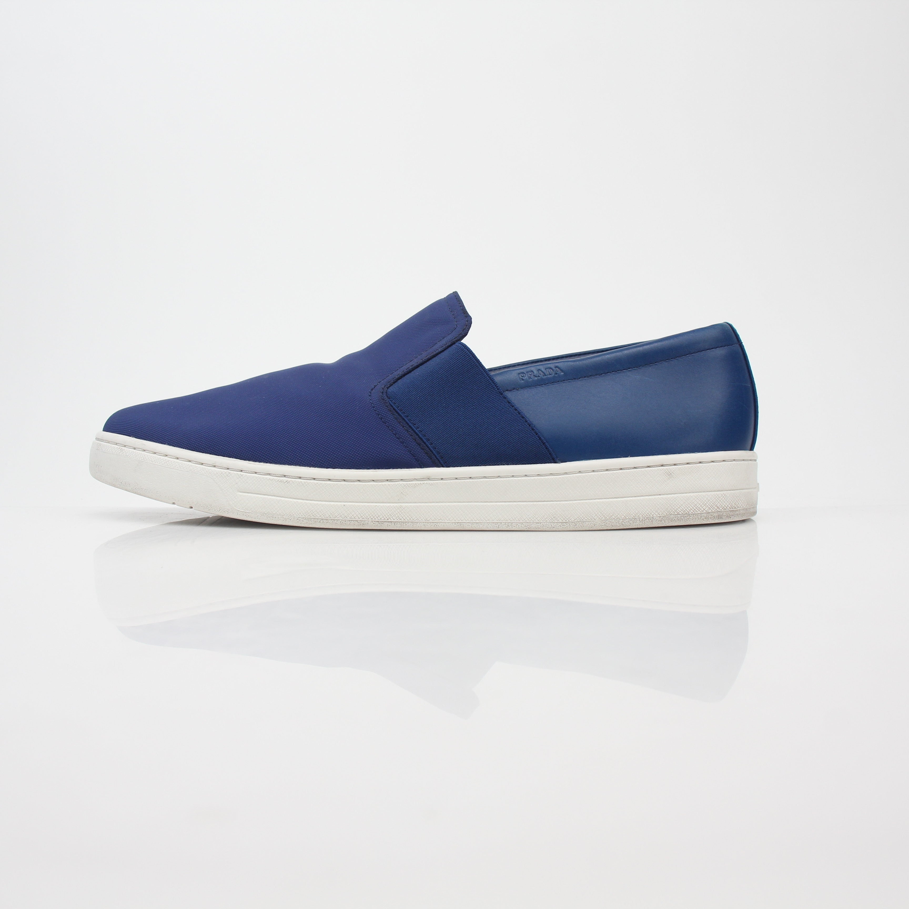 Prada Blue Nylon Slip-On Sneakers