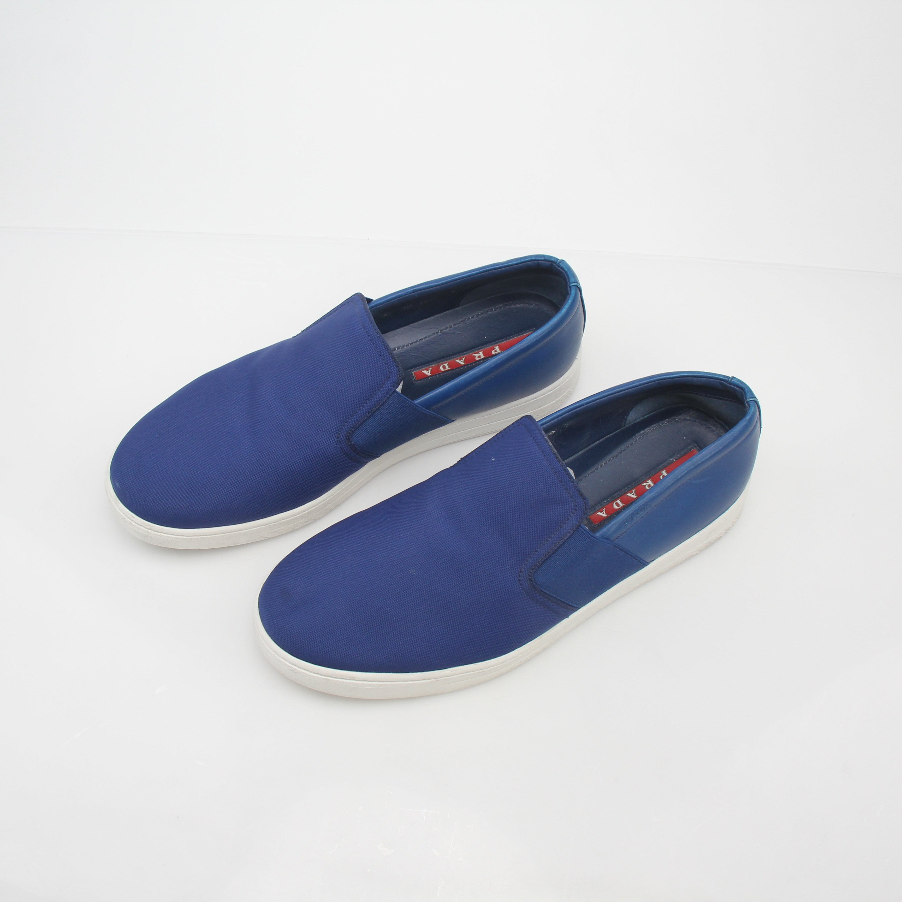 Prada Blue Nylon Slip-On Sneakers