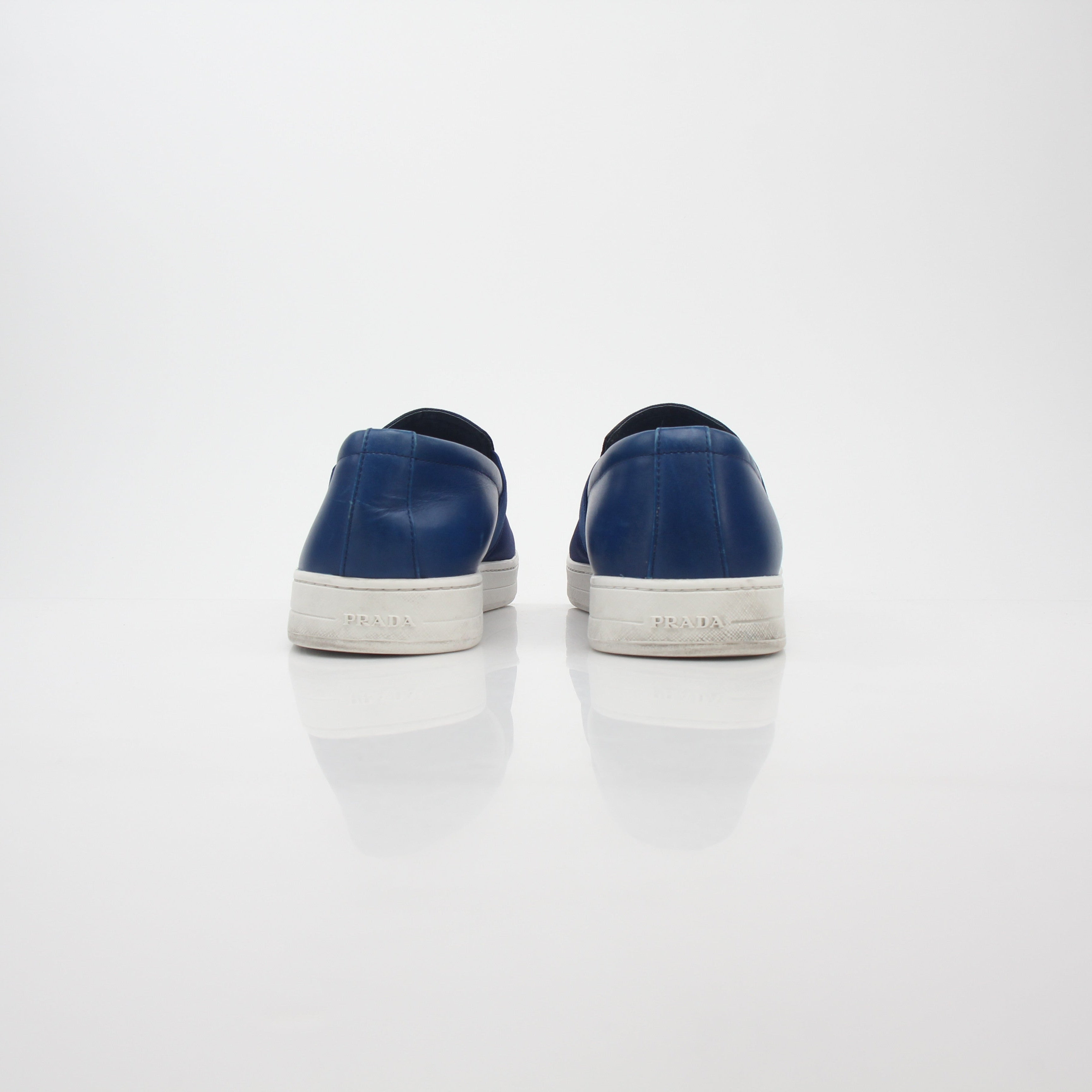 Prada Blue Nylon Slip-On Sneakers