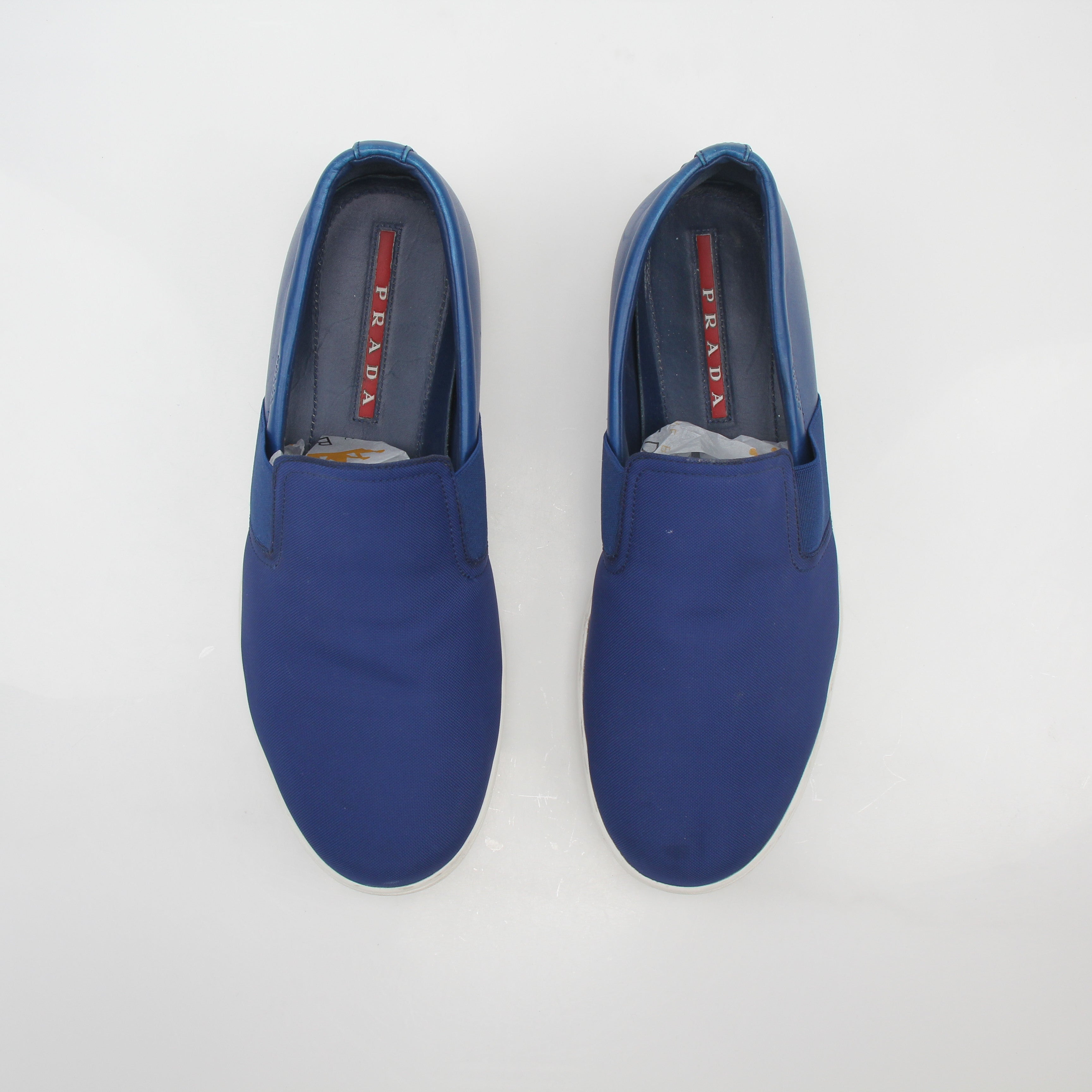 Prada Blue Nylon Slip-On Sneakers