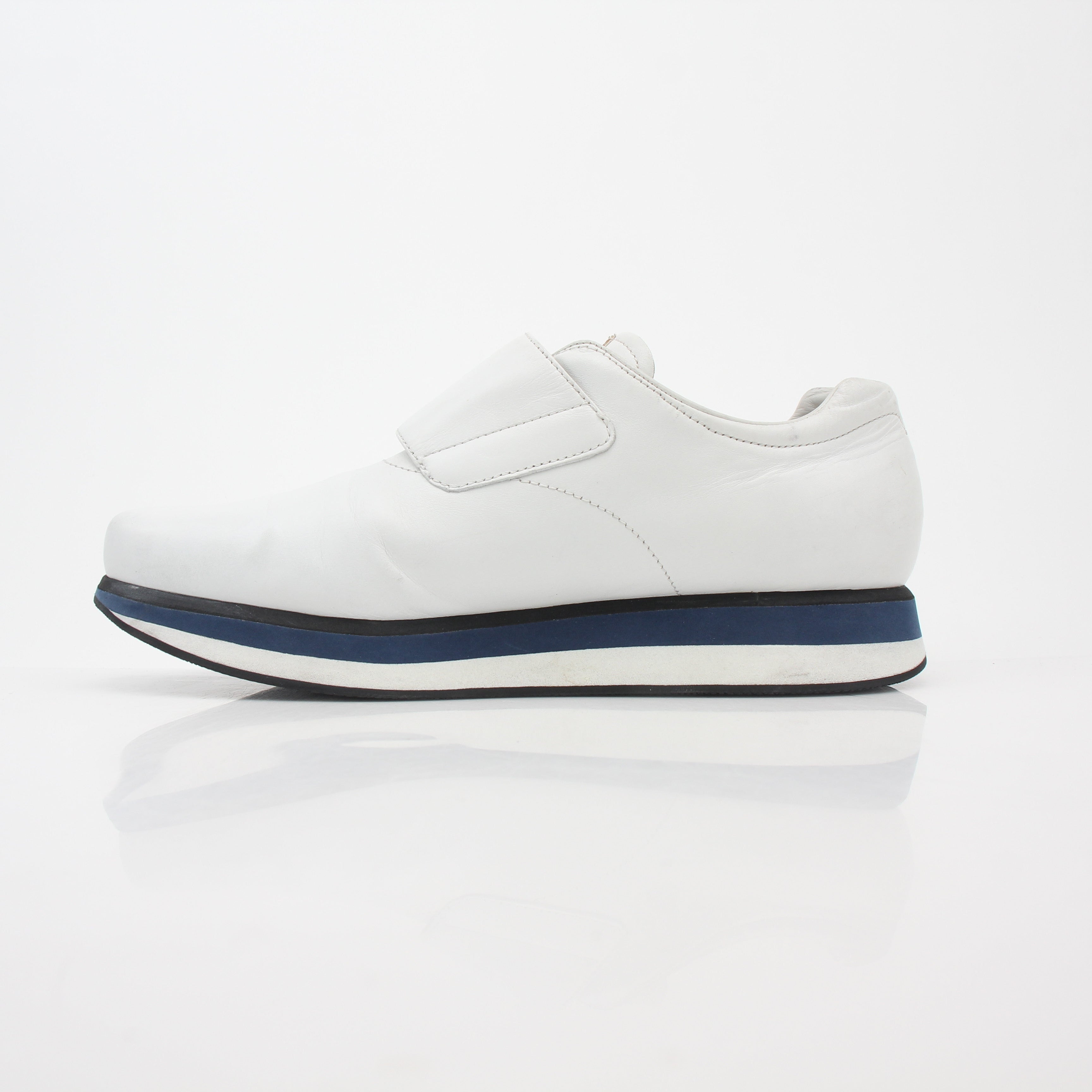 Prada White Leather Platform Sneakers