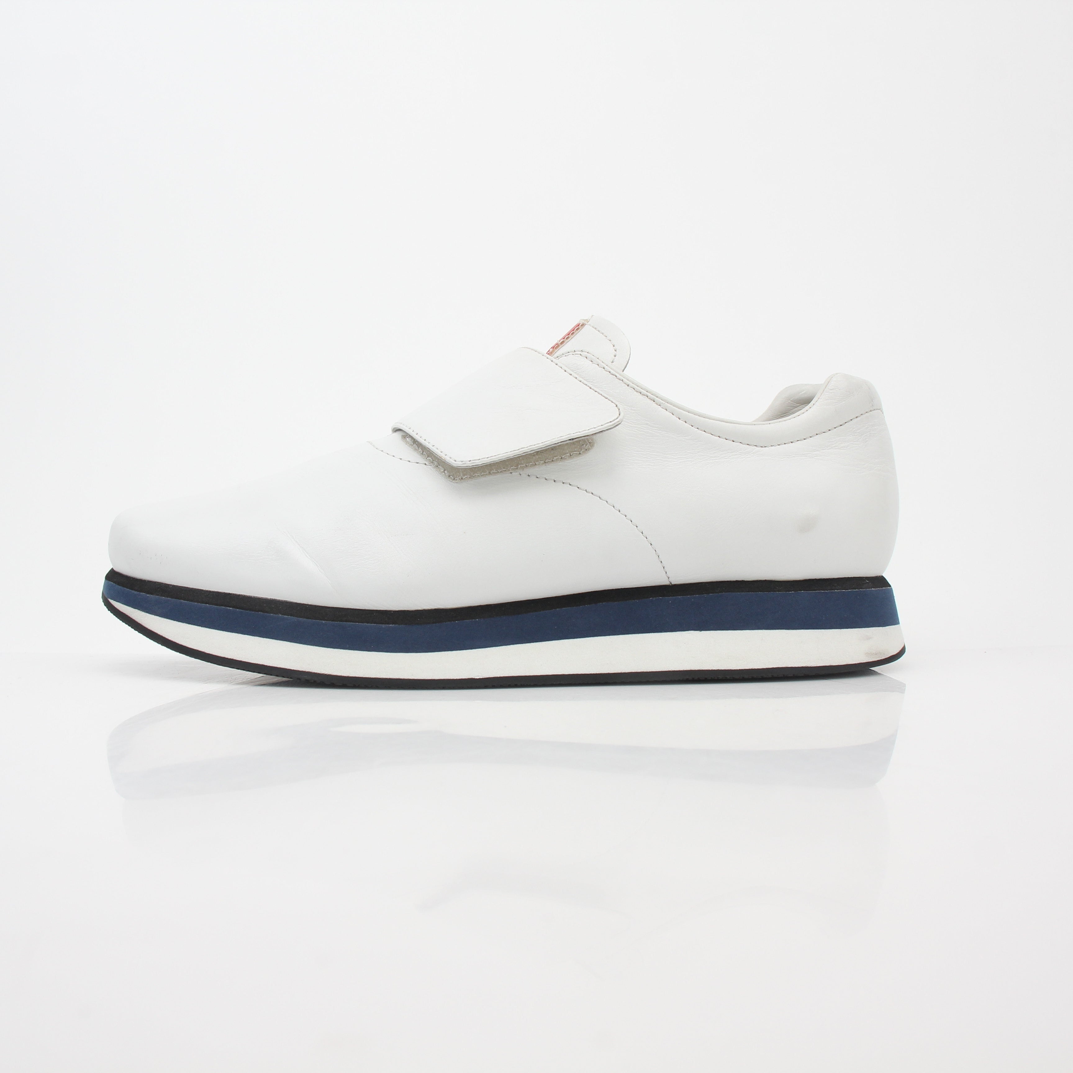 Prada White Leather Platform Sneakers