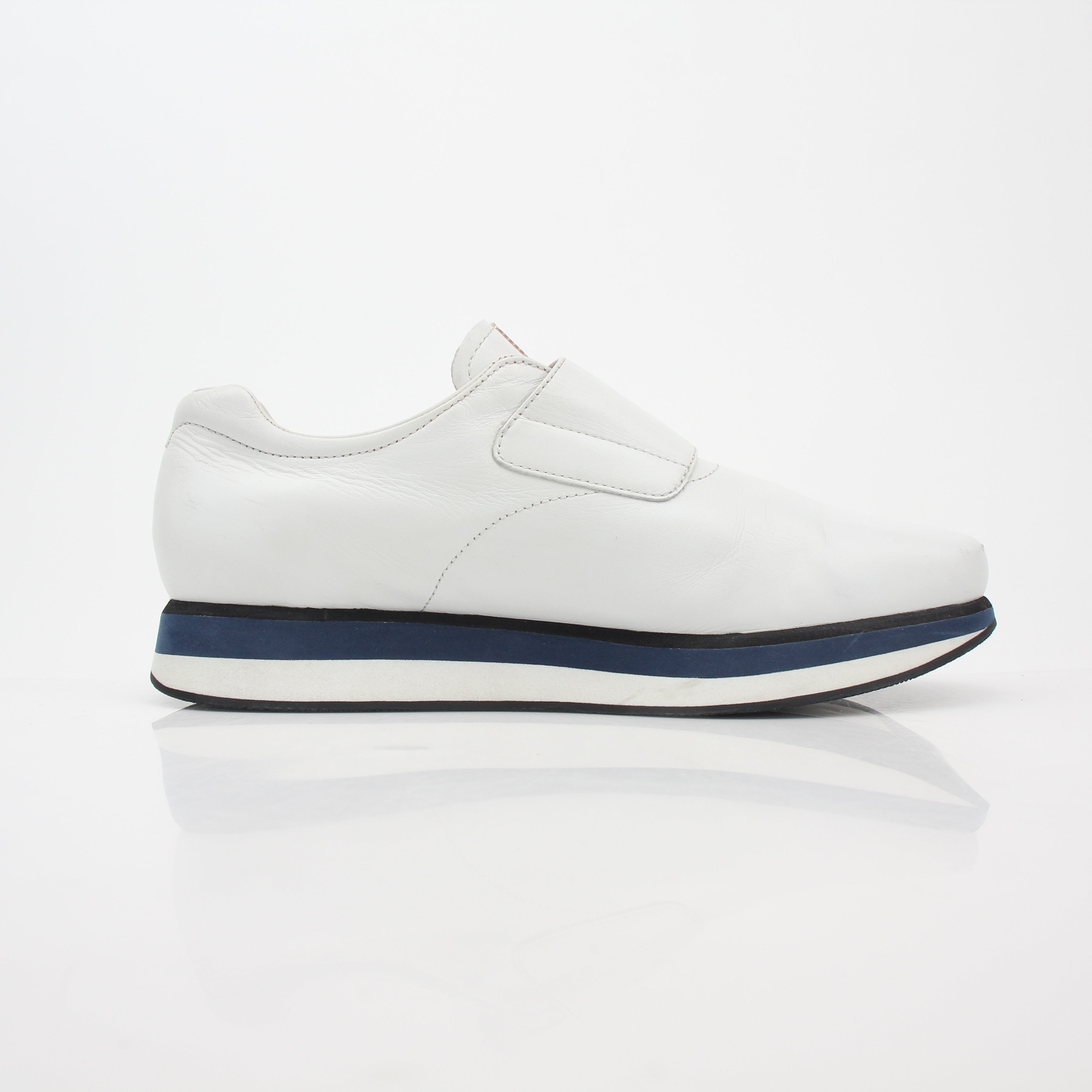 Prada White Leather Platform Sneakers