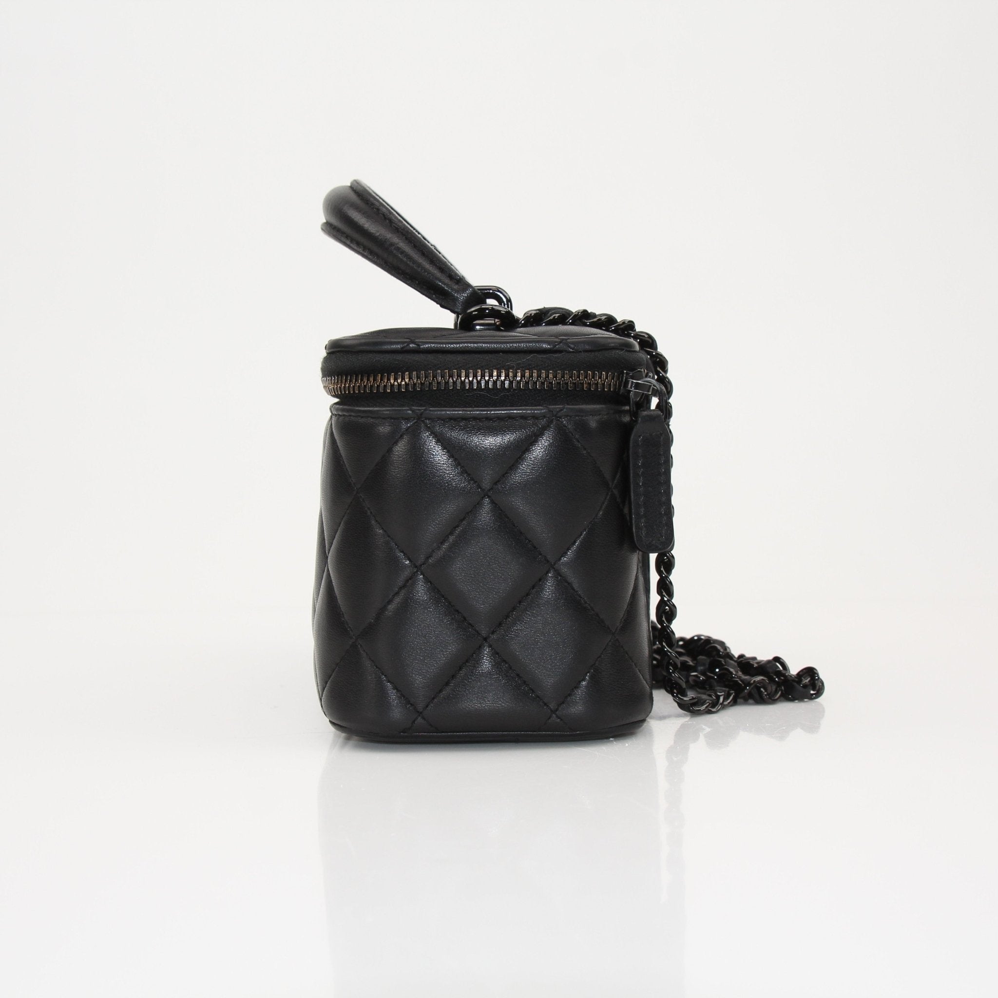 Gold & Beyond Chanel Vanity Bag, travel bag with elegant design and spacious interior, perfect for organizing cosmetics and accessories.
