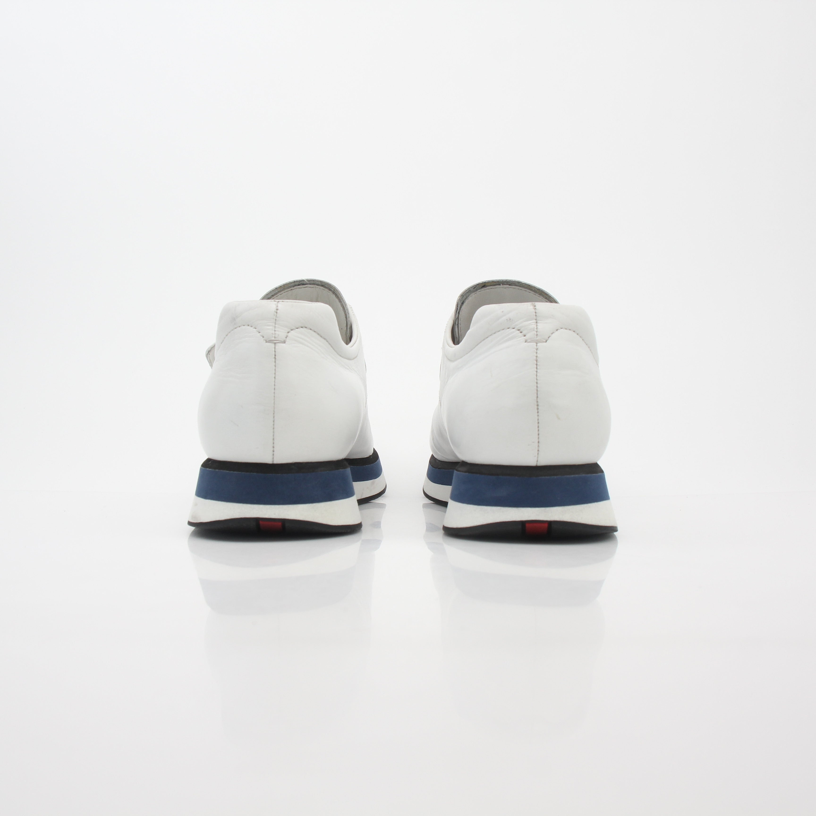 Prada White Leather Platform Sneakers