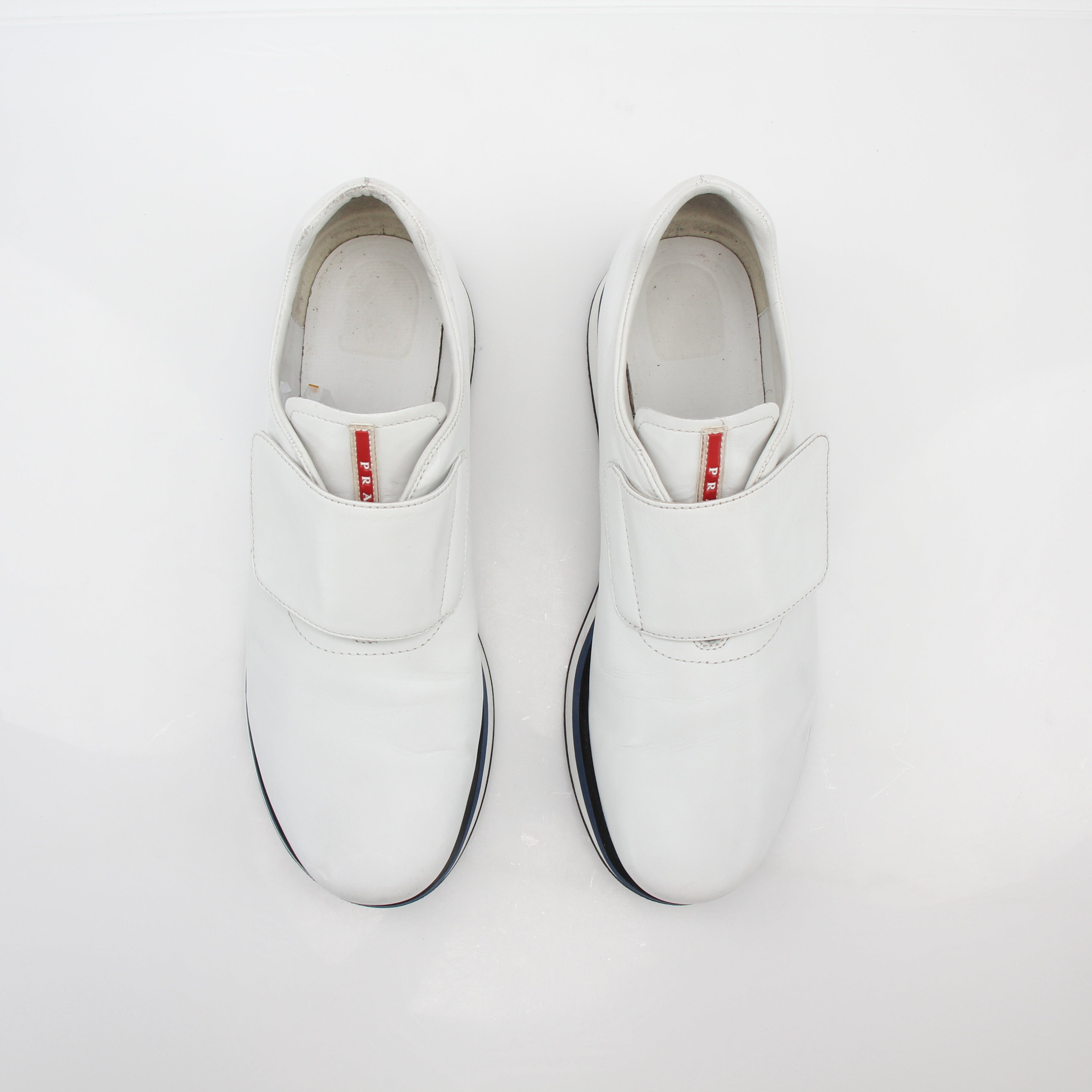 Prada White Leather Platform Sneakers