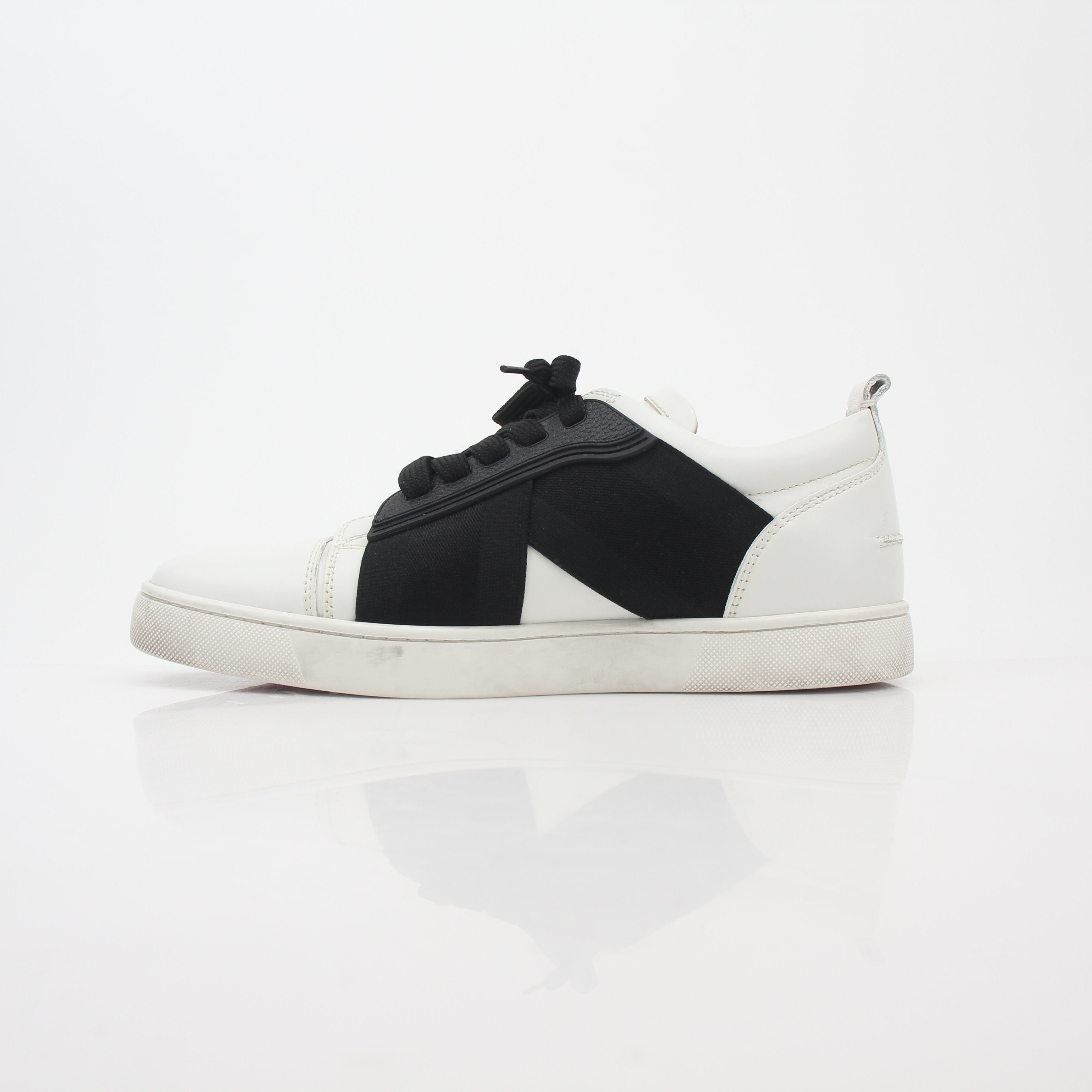 Christian Louboutin White and Black Elastikid Sneakers