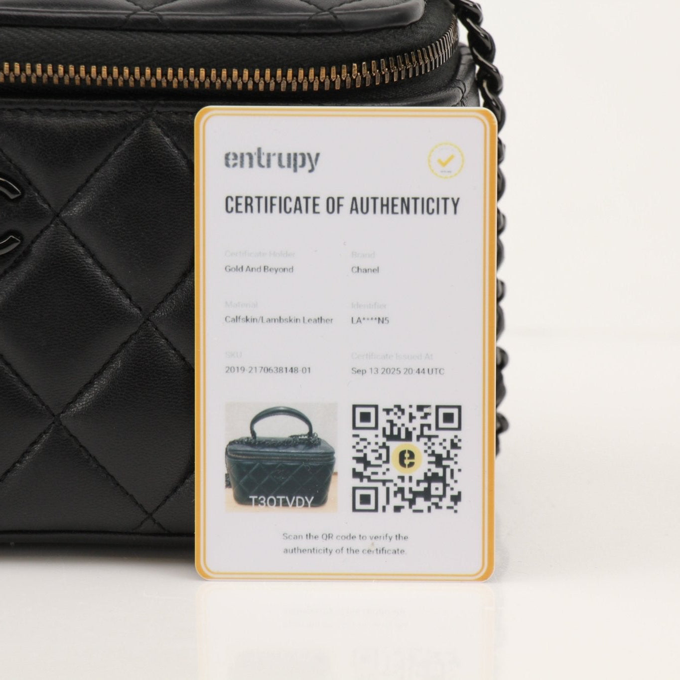 Gold & Beyond Chanel Vanity Bag, stylish travel bag with elegant design, perfect for organizing cosmetics and essentials.
